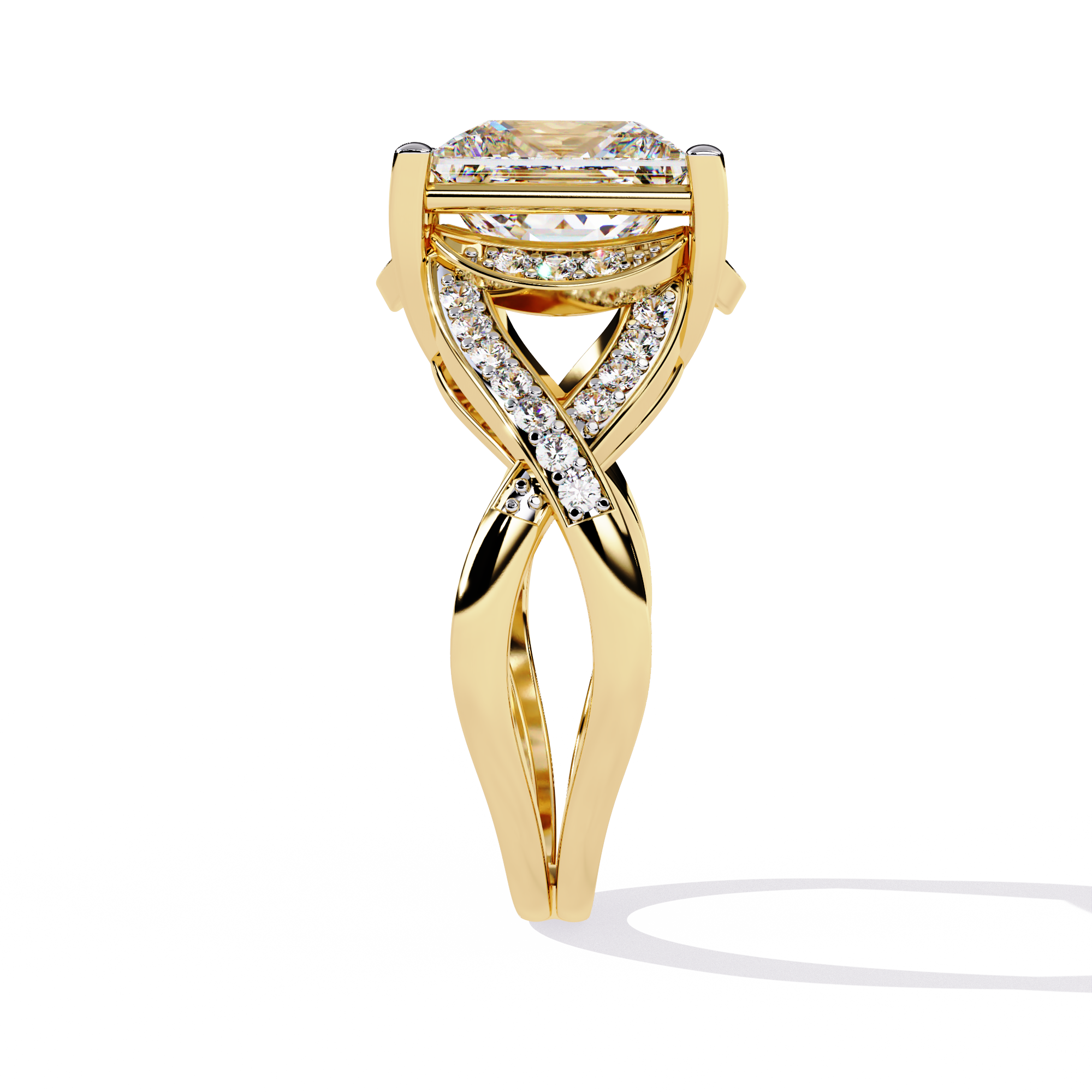Solitairekart 3.47ct Princess Cut Split Shank Diamond Ring-H Color, VS1 Clarity