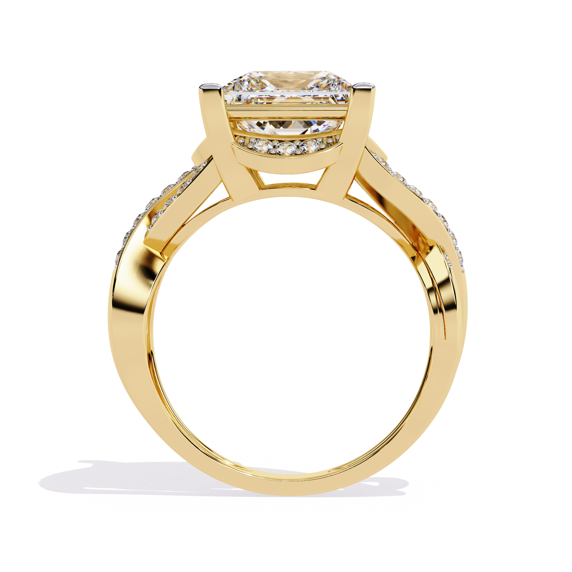 3.47 CT Halo Lab Grown Diamond Ring – 14K Yellow Gold