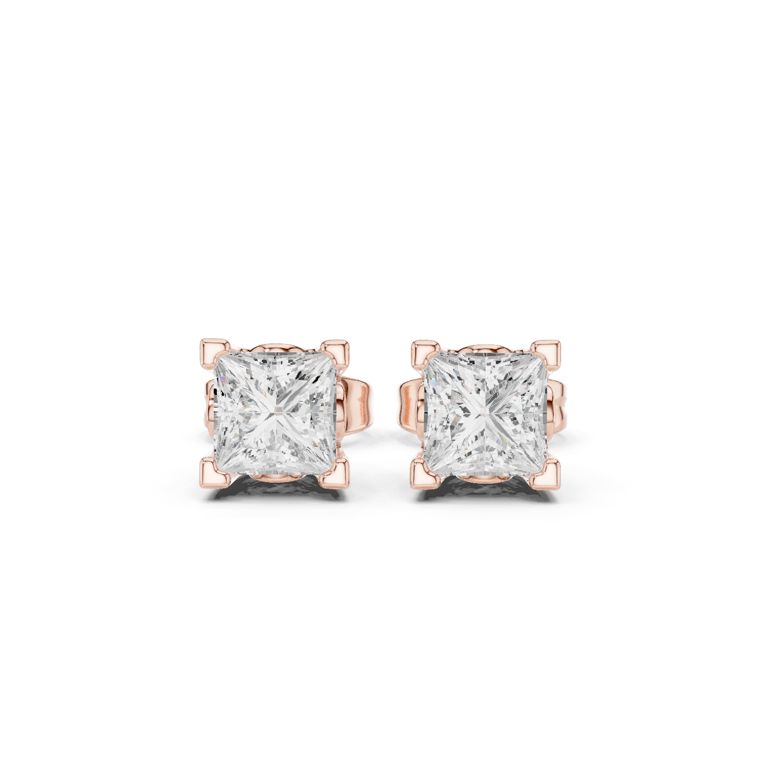 1.00ct H/VS1 Natural Princess Diamond Stud Earrings – Timeless Brilliance
