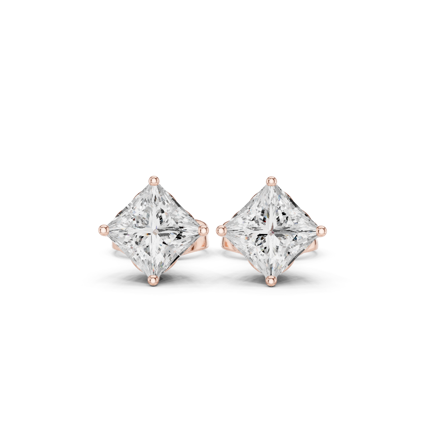 1.00ct J/SI2 Natural Princess Diamond Solitaire Stud Earrings – Classic Brilliance