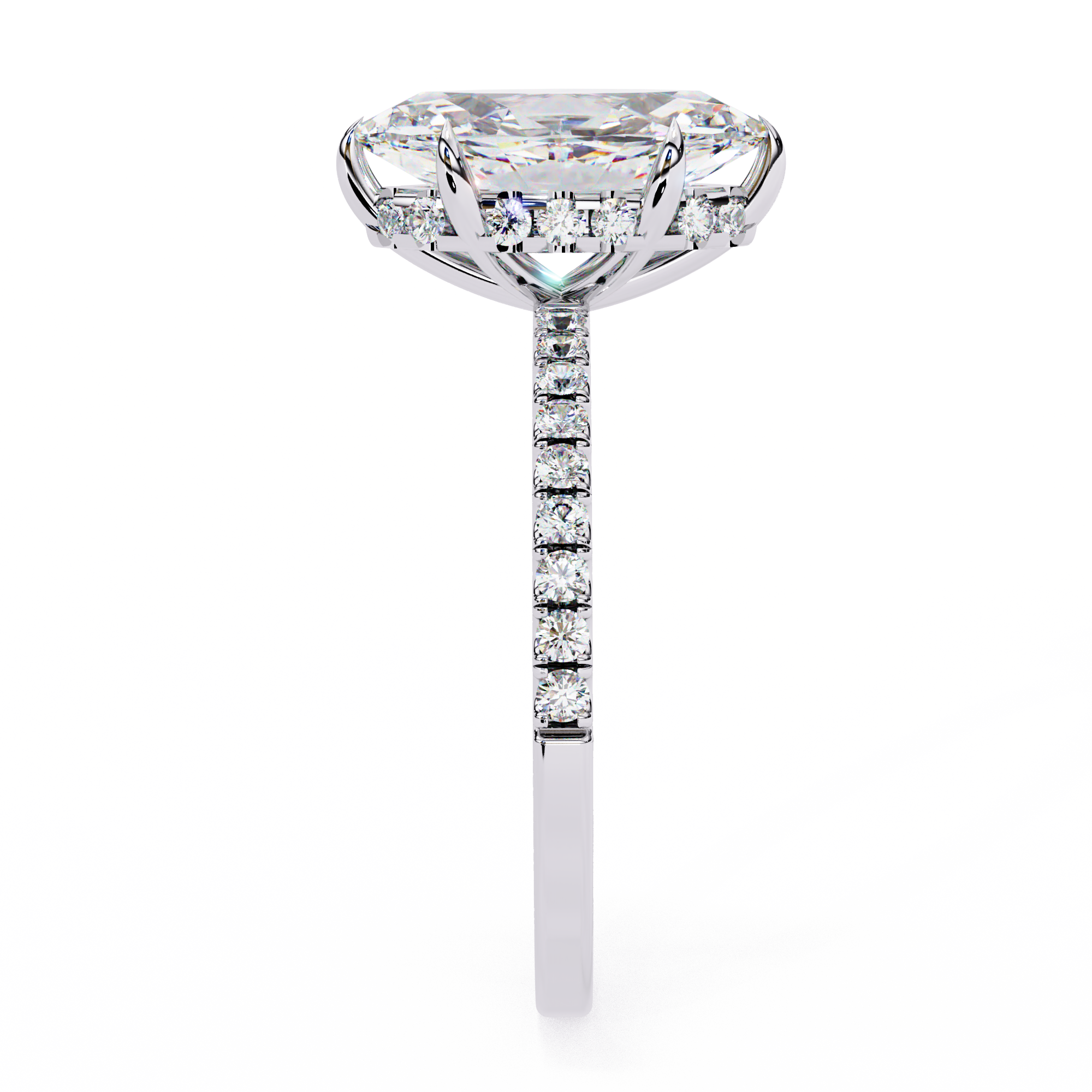 Modern 1.72 CT Marquise & Round Lab Grown Diamond Engagement Ring