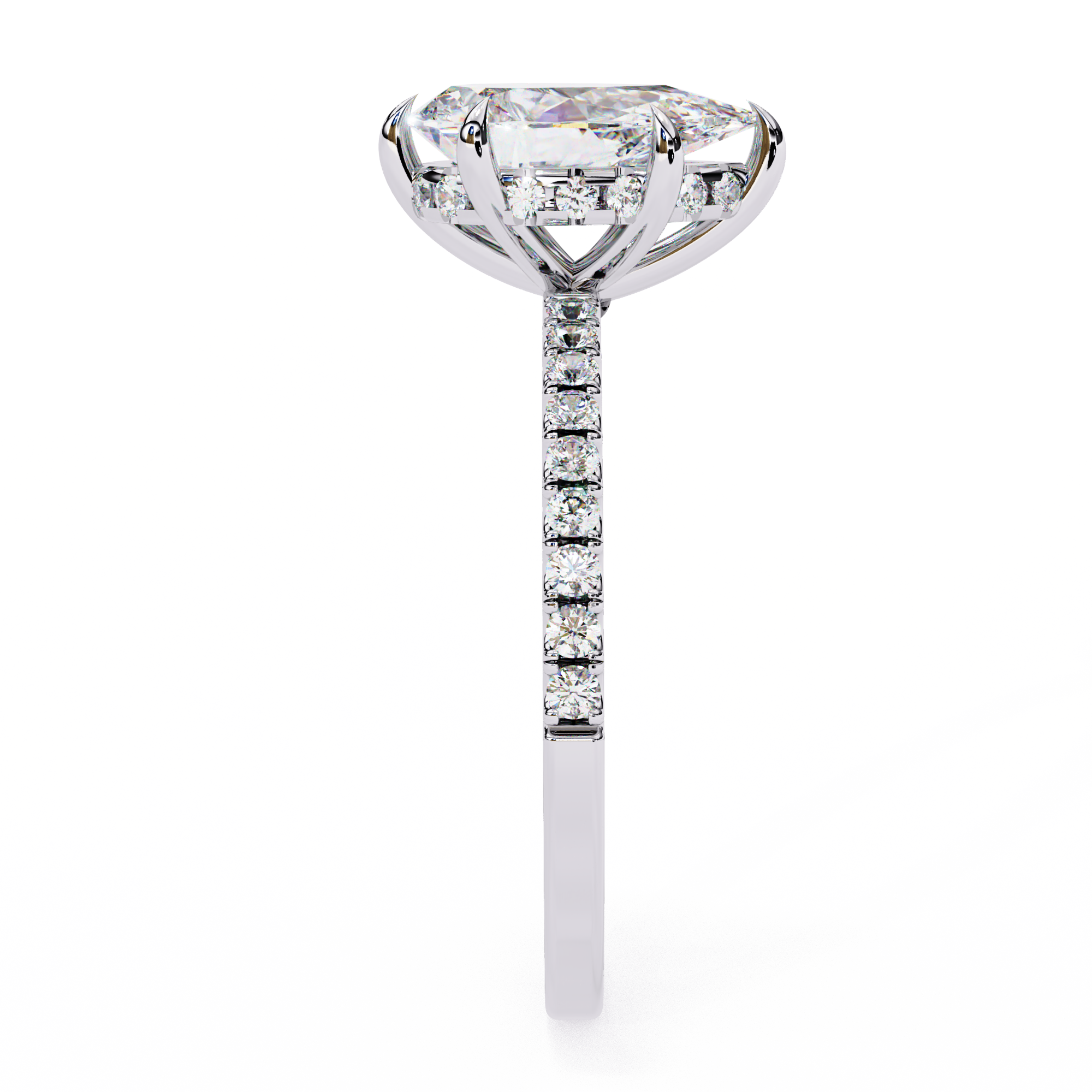 Modern 2.08 CT Pear & Round Lab Grown Diamond Engagement Ring