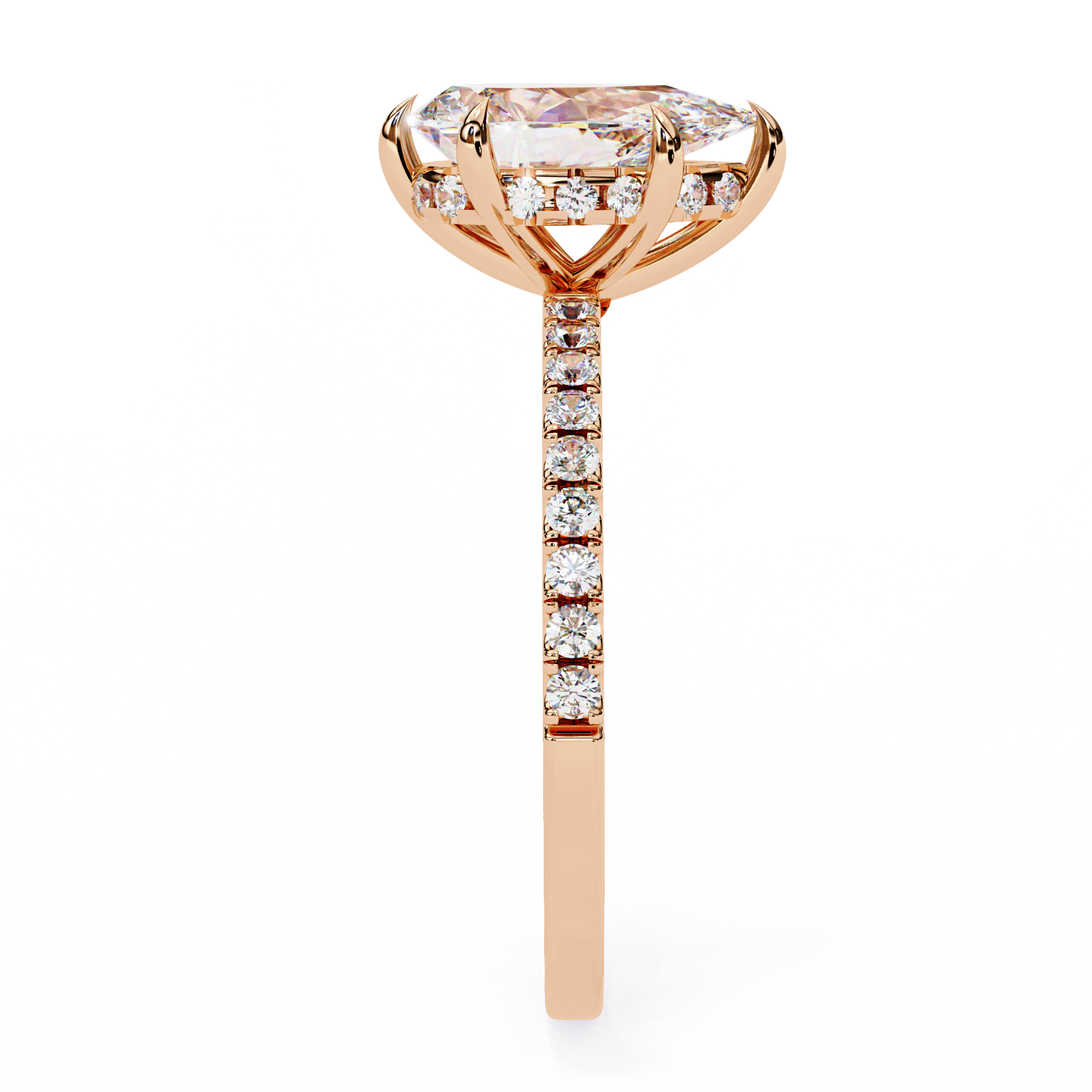 Modern 2.08 CT Pear & Round Lab Grown Diamond Engagement Ring