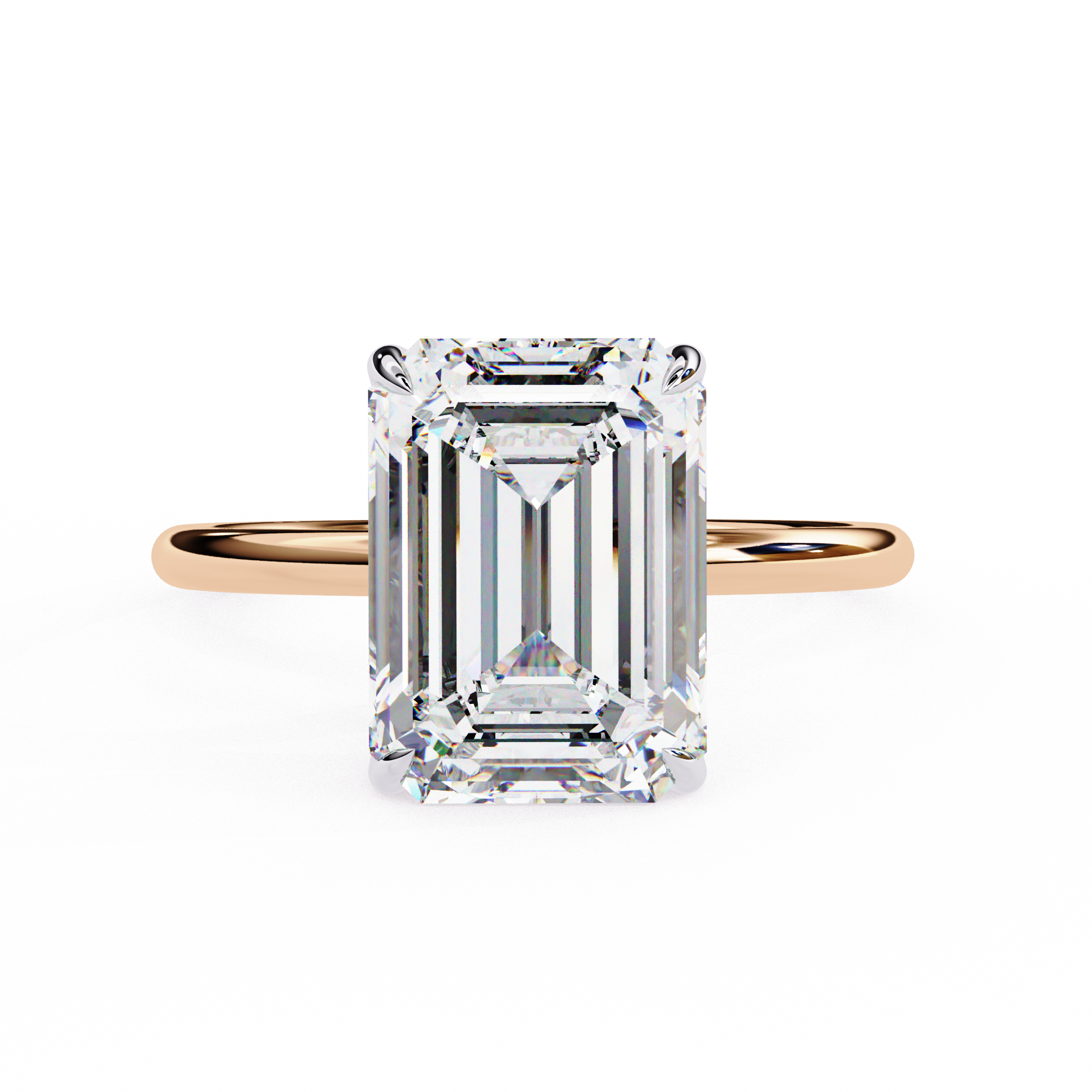 Elegant 2.62 Carat Emerald and Round Lab Diamond Engagement Ring