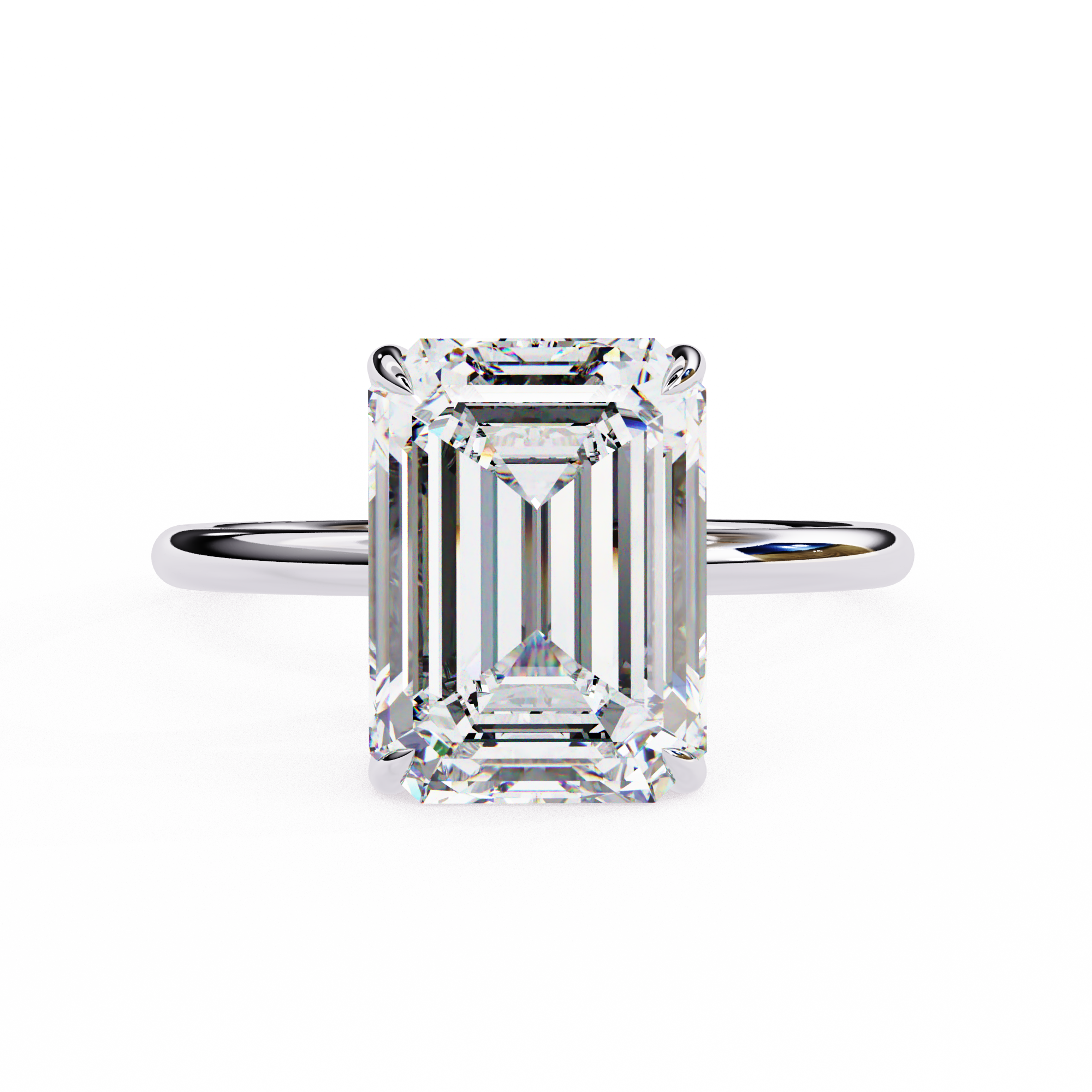 Elegant 2.62 Carat Emerald and Round Lab Diamond Engagement Ring