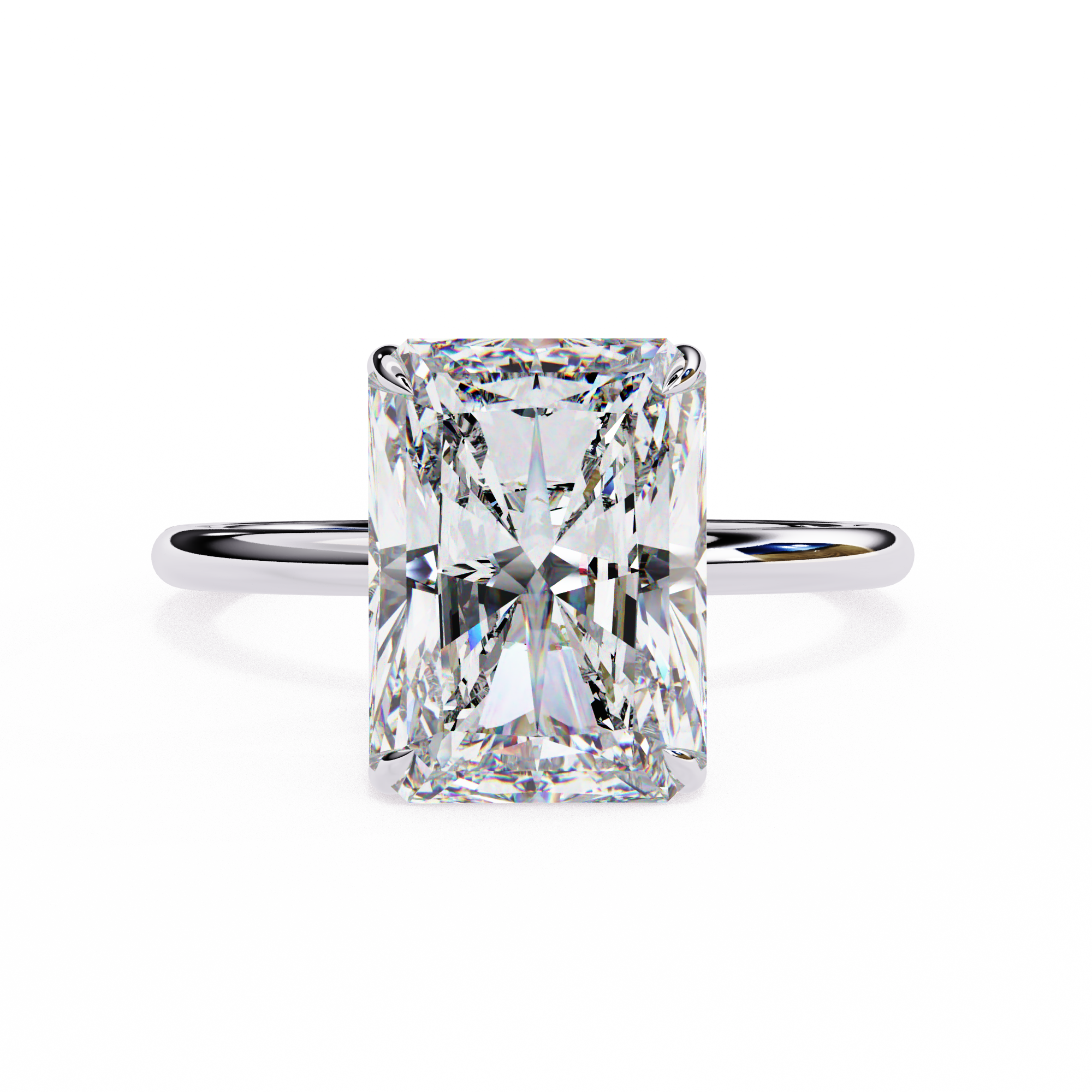 Elegant 3.03 Carat Radiant Lab Diamond Engagement Ring in Cathedral Setting