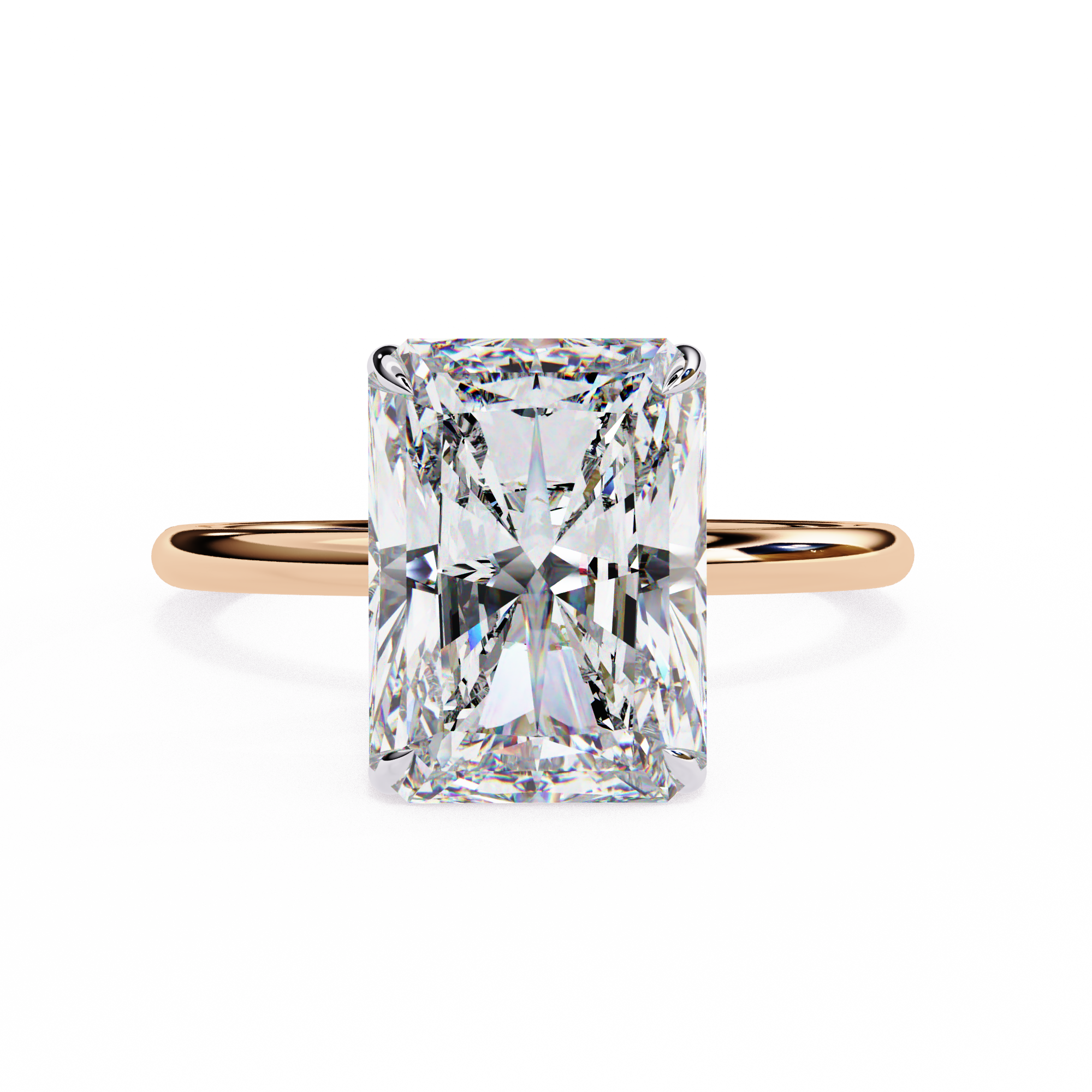 2.53 Carat Radiant & Round Lab Grown Diamond Engagement Ring