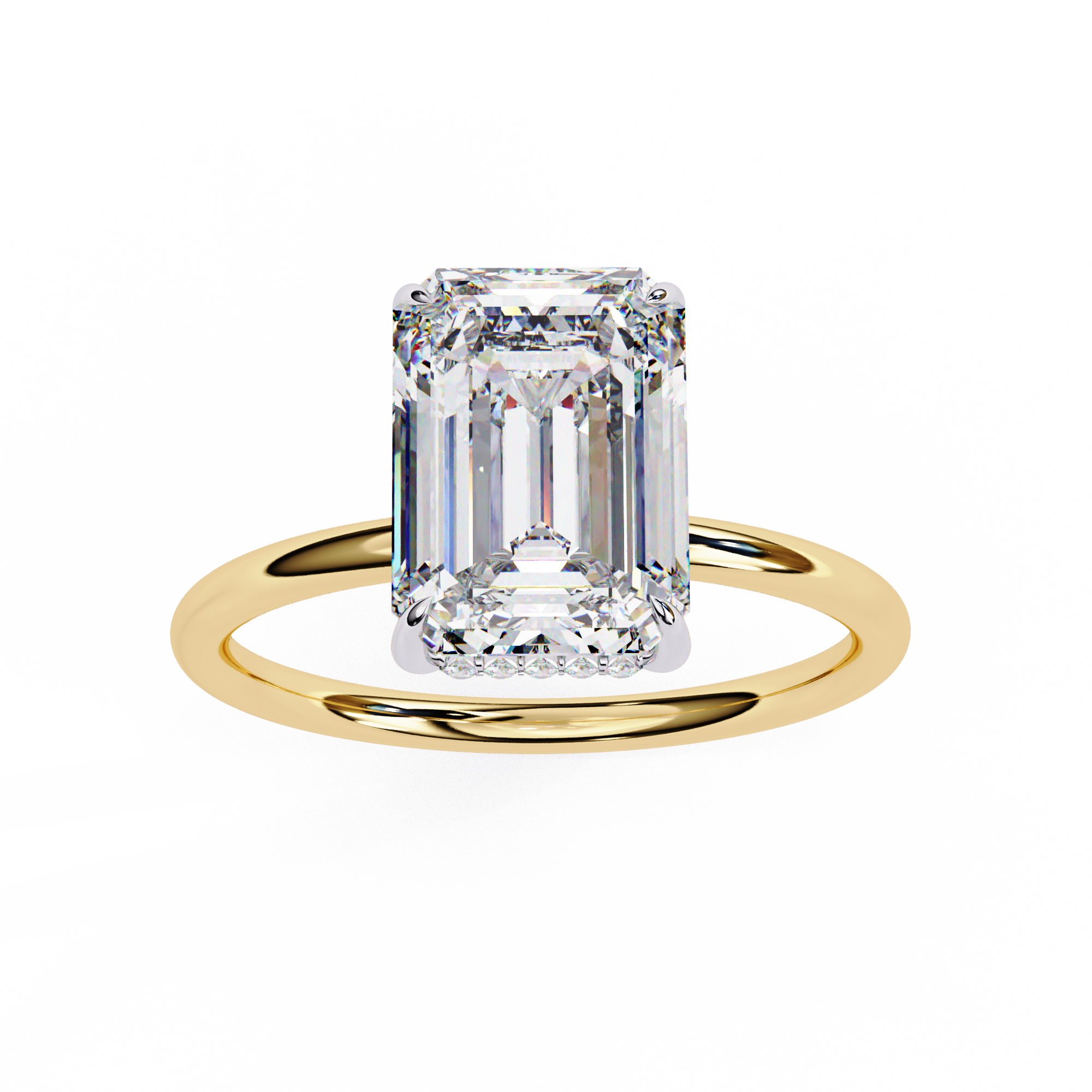 Elegant 2.62 Carat Emerald and Round Lab Diamond Engagement Ring