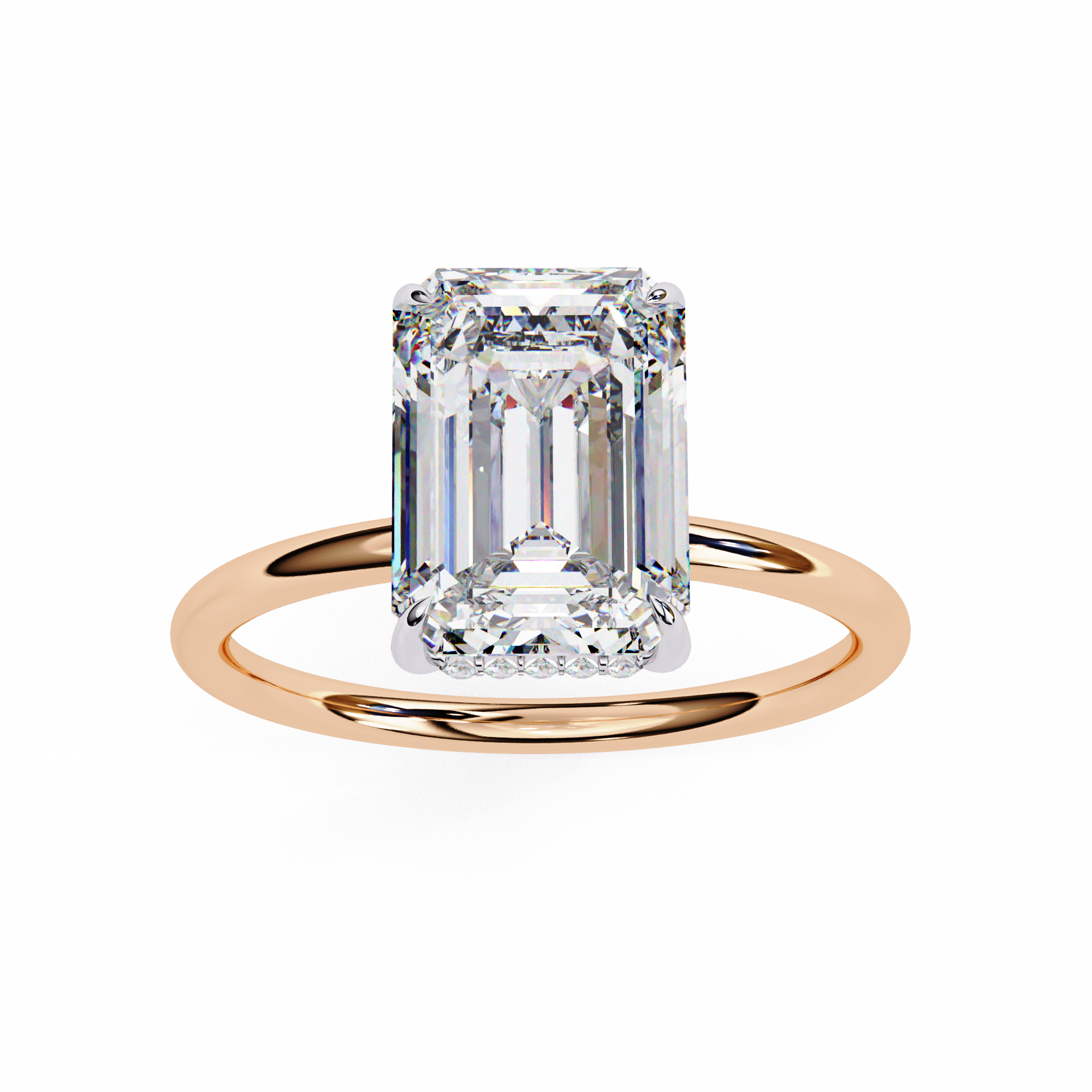 Elegant 2.62 Carat Emerald and Round Lab Diamond Engagement Ring