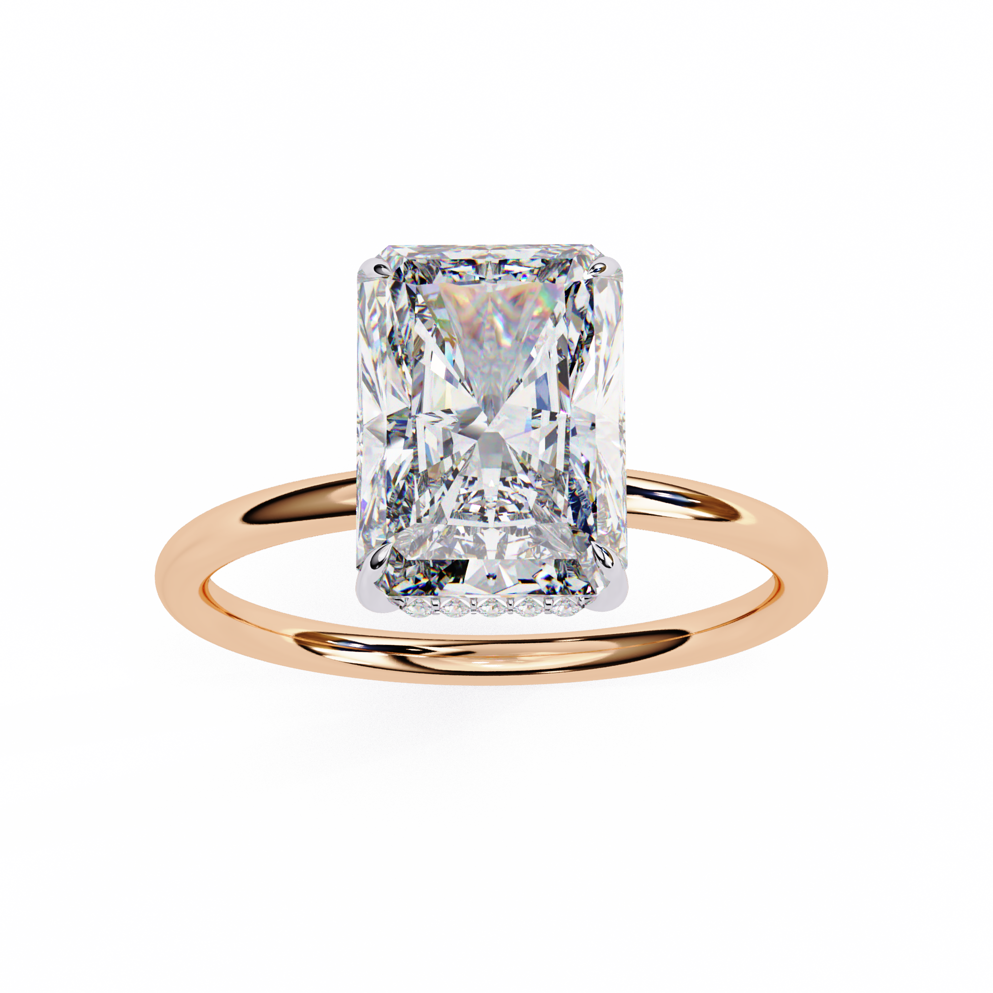 2.53 Carat Radiant & Round Lab Grown Diamond Engagement Ring