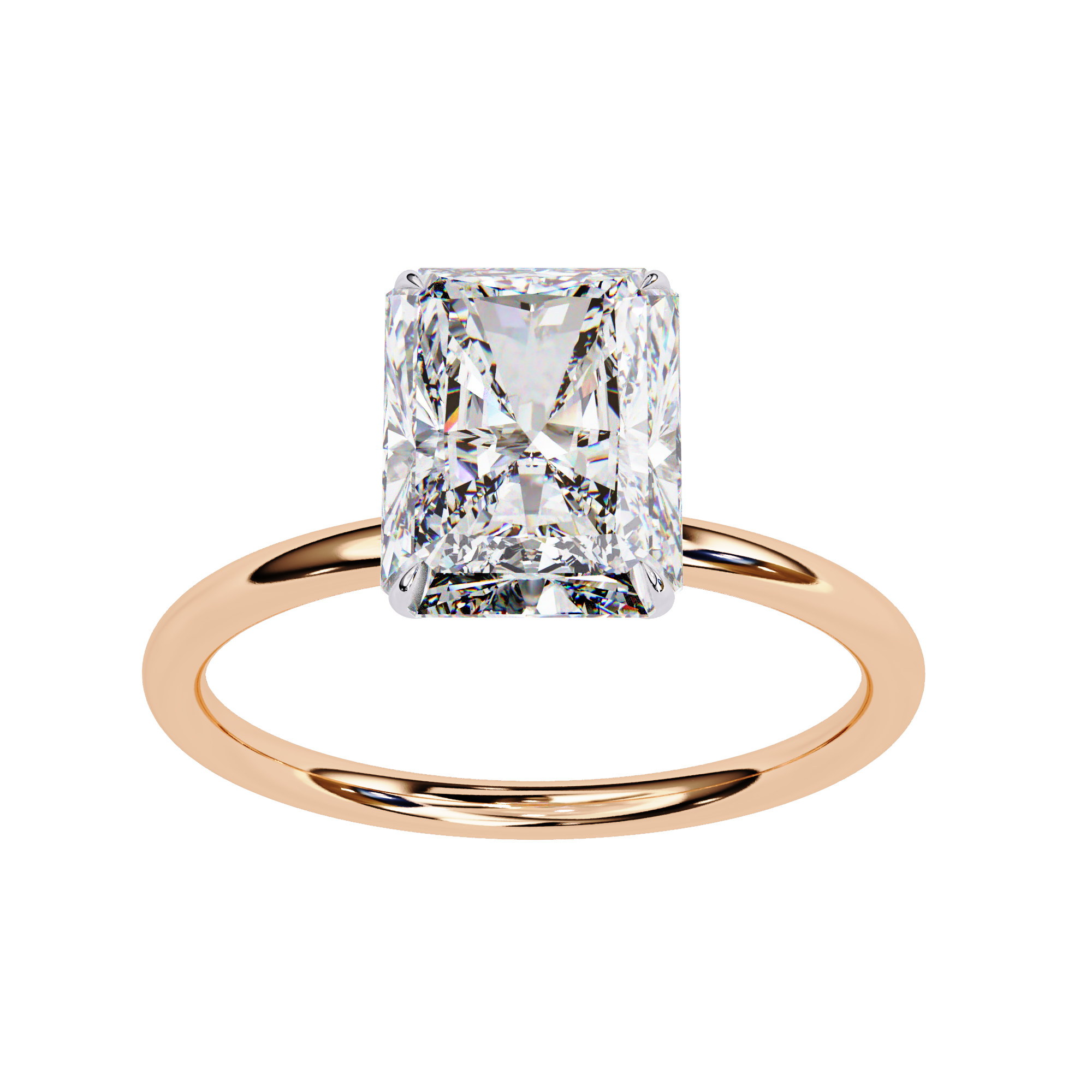 Elegant 3.03 Carat Radiant Lab Diamond Engagement Ring in Cathedral Setting