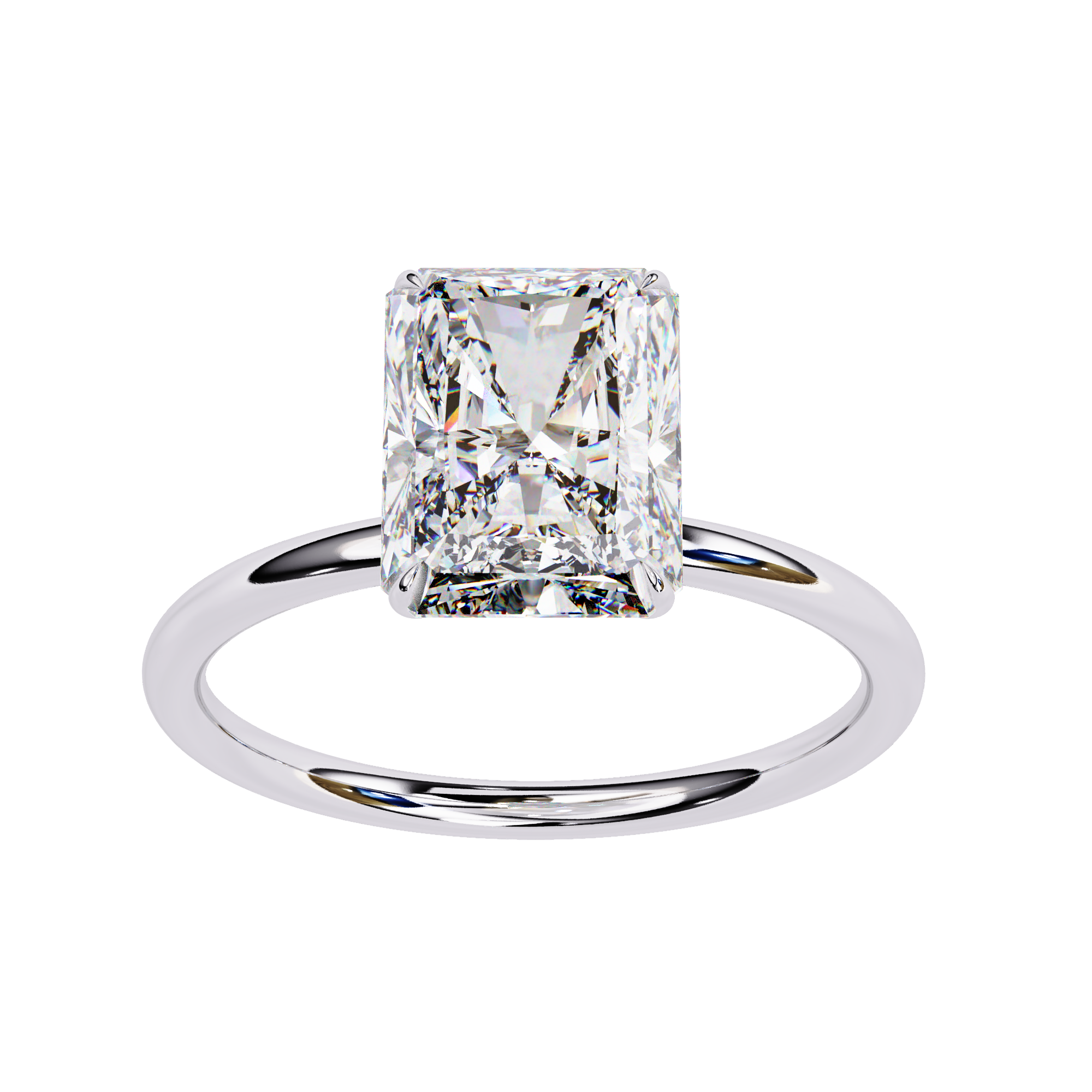 Elegant 3.03 Carat Radiant Lab Diamond Engagement Ring in Cathedral Setting