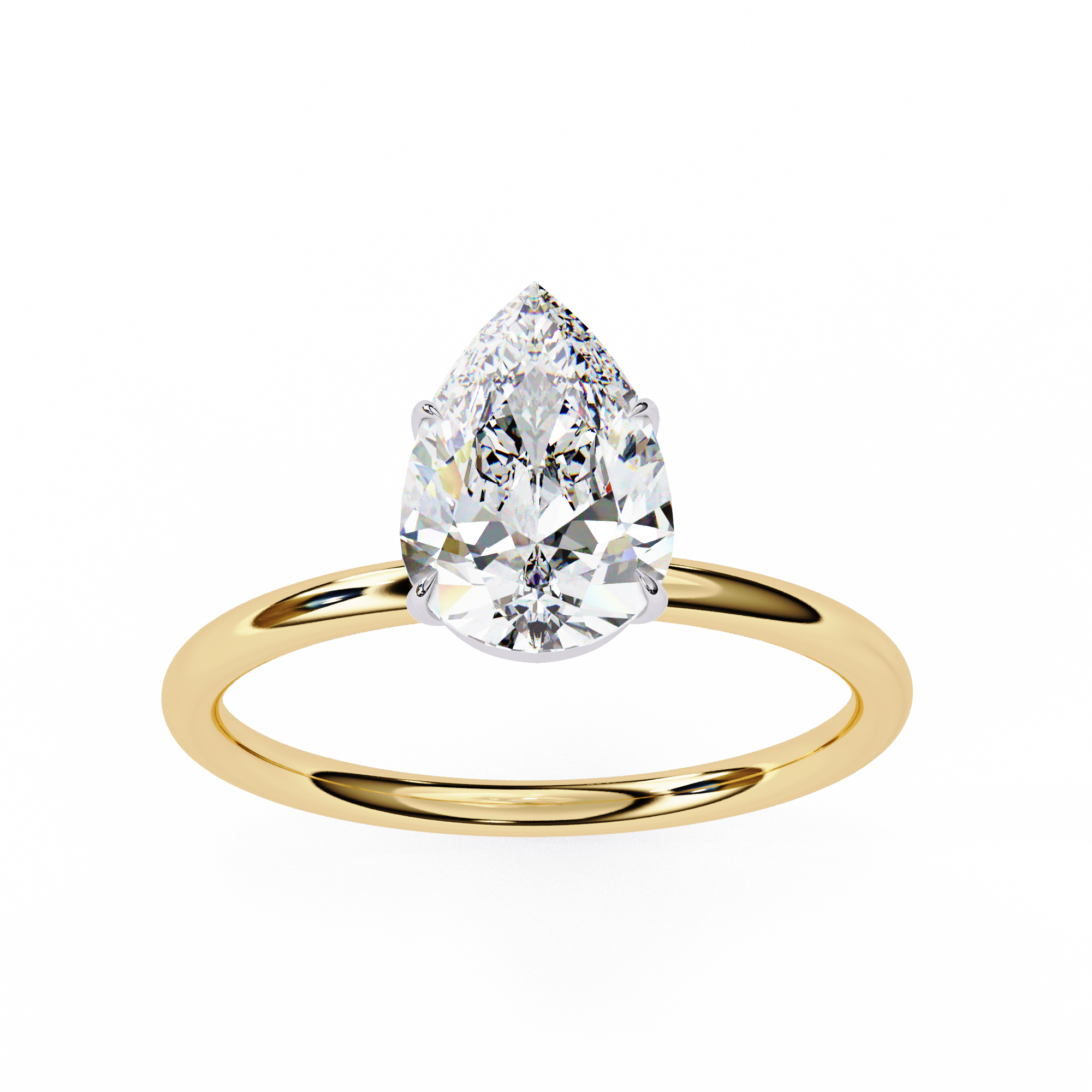 Solitairekart 0.89ct Pear Cut Natural Diamond Ring - H Color, VS1 Clarity