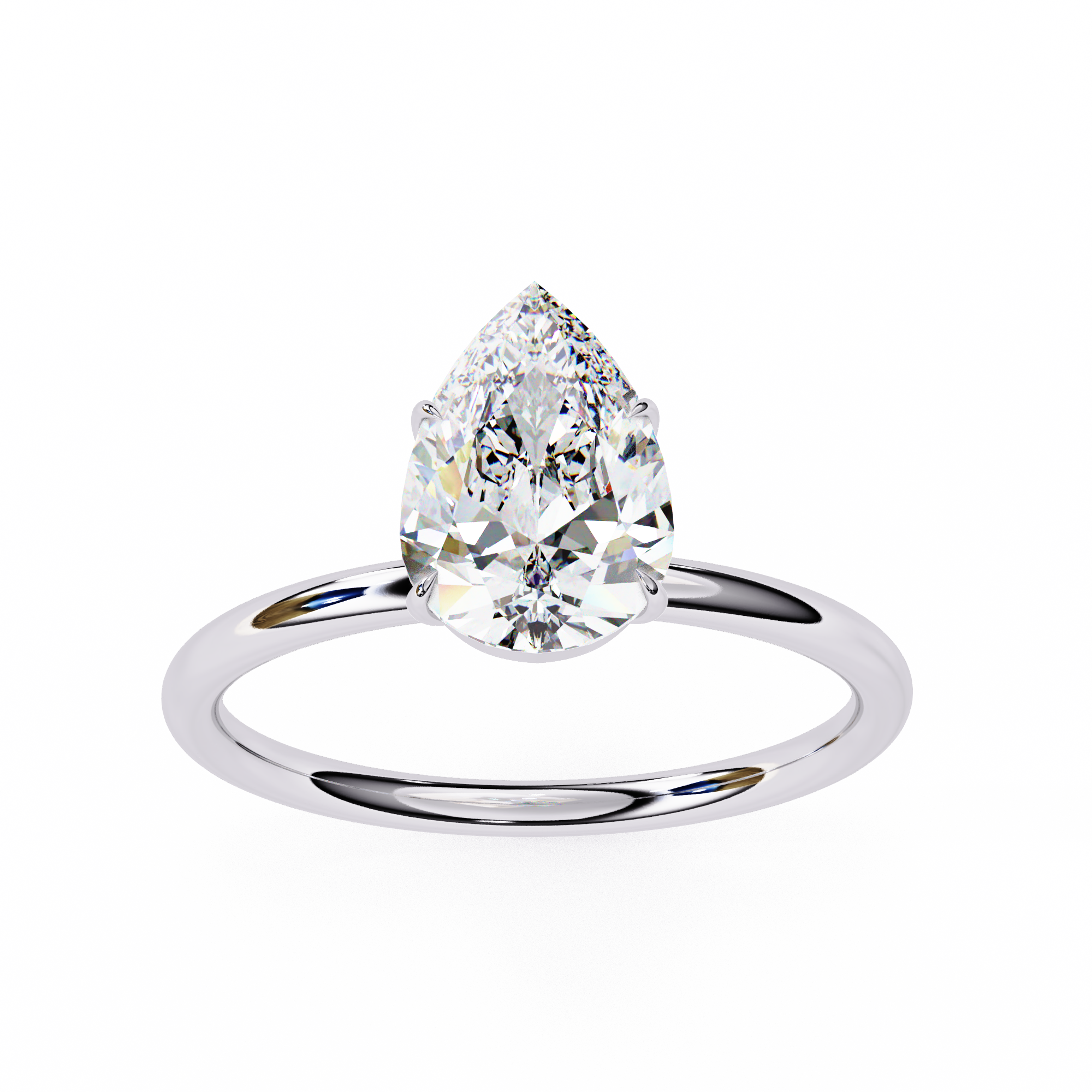 Solitairekart 0.89ct Pear Cut Natural Diamond Ring - H Color, VS1 Clarity