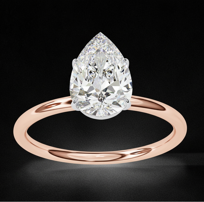 0.89 Carat Pear Cut Lab Grown Diamond Engagement Ring