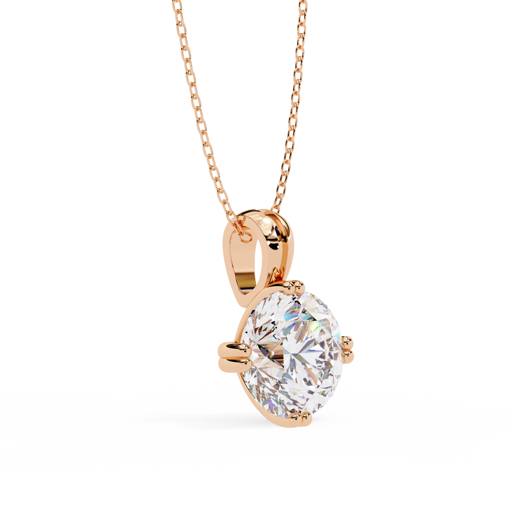 1.98 Carat Round Shape Lab Diamond Pendant Necklace – E Color VVS2 Clarity