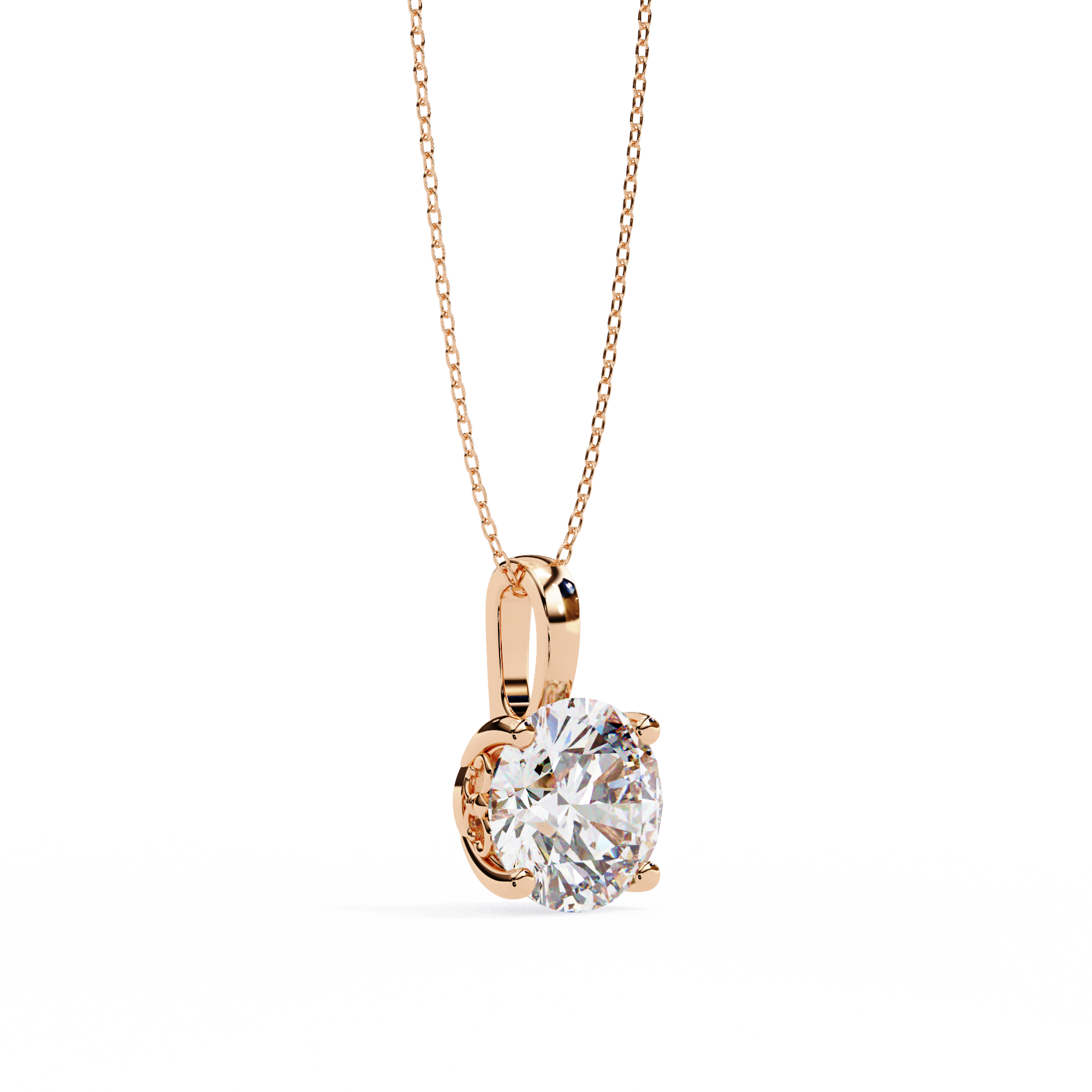 3.01 Carat Round Shape Lab-Grown Diamond Pendant Necklace – F Color VS1 Clarity