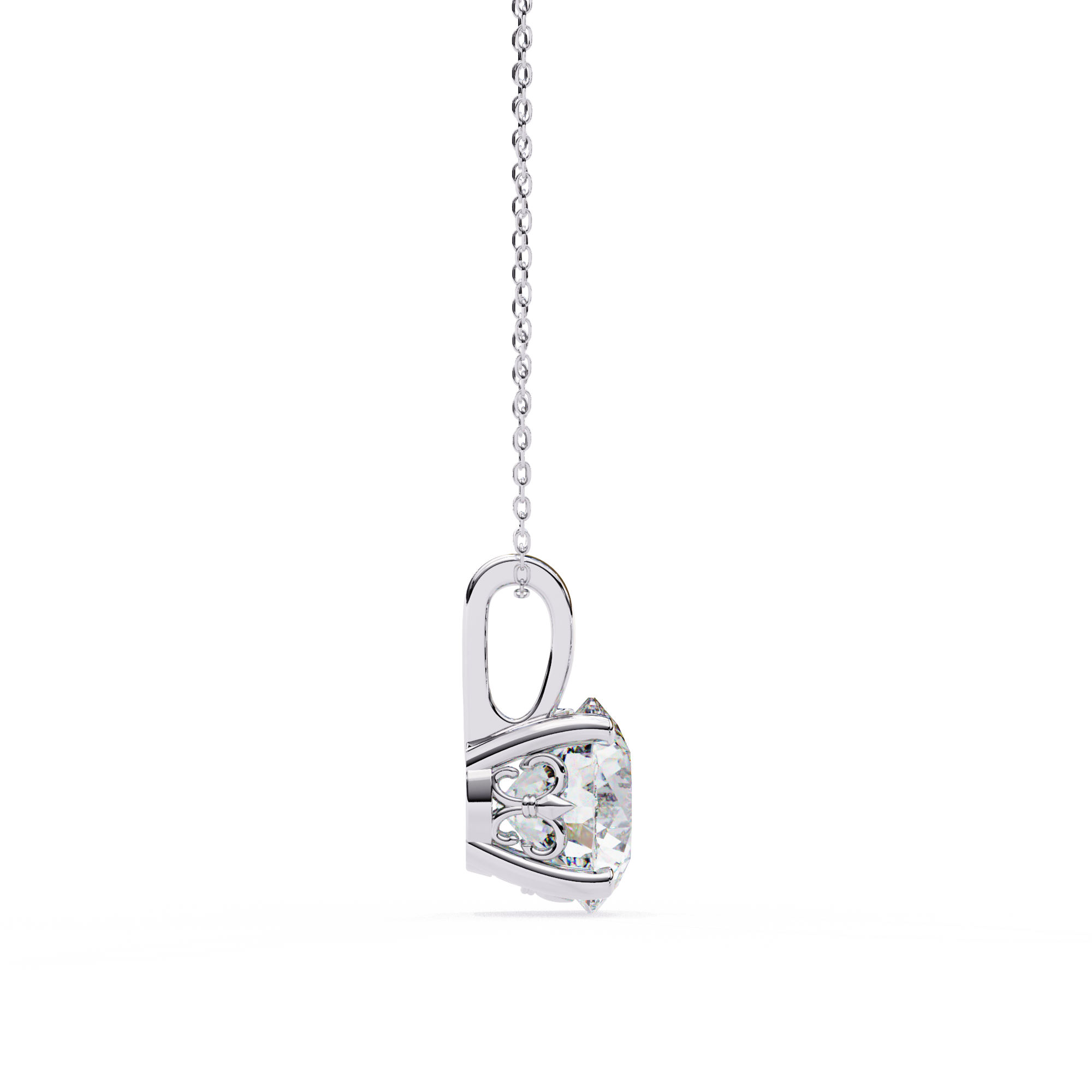 3.01 Carat Round Shape Lab-Grown Diamond Pendant Necklace – F Color VS1 Clarity