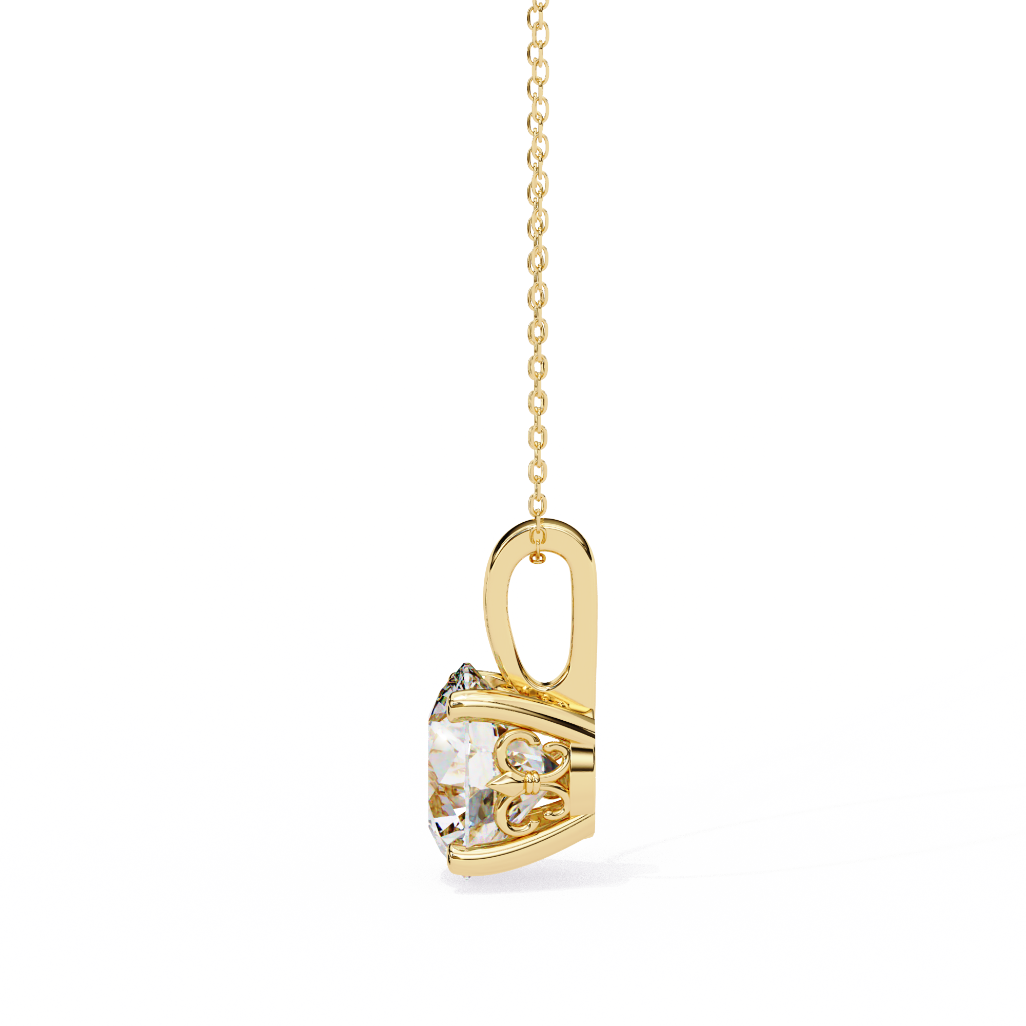 3.01 Carat Round Shape Lab-Grown Diamond Pendant Necklace – F Color VS1 Clarity