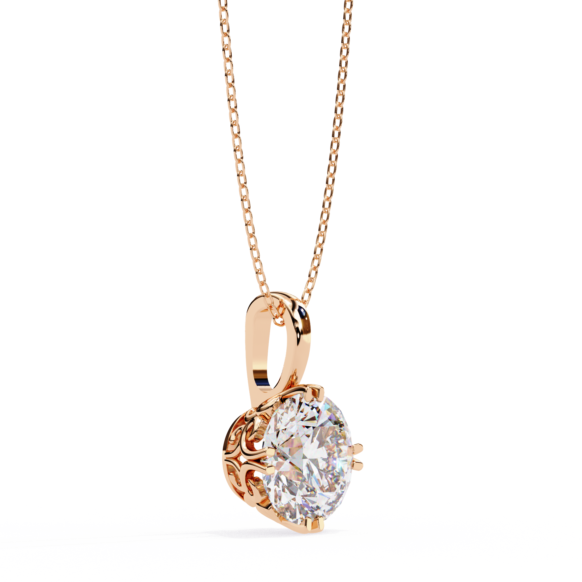 1.84 Carat Round Shape Lab-Grown Diamond Pendant Necklace – F Color VS1 Clarity