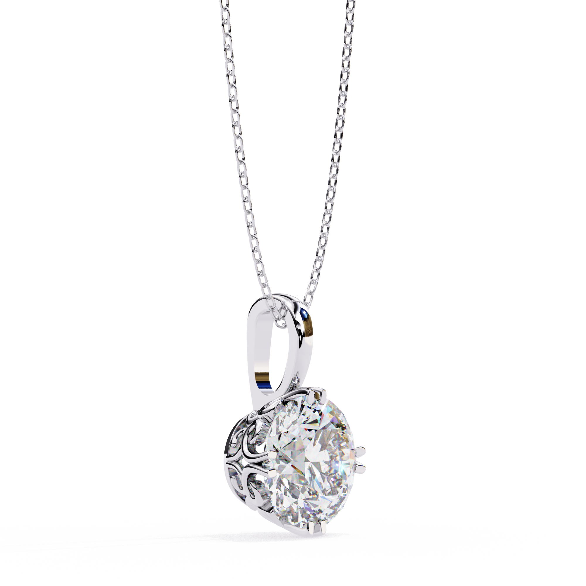 1.84 Carat Round Shape Lab-Grown Diamond Pendant Necklace – F Color VS1 Clarity