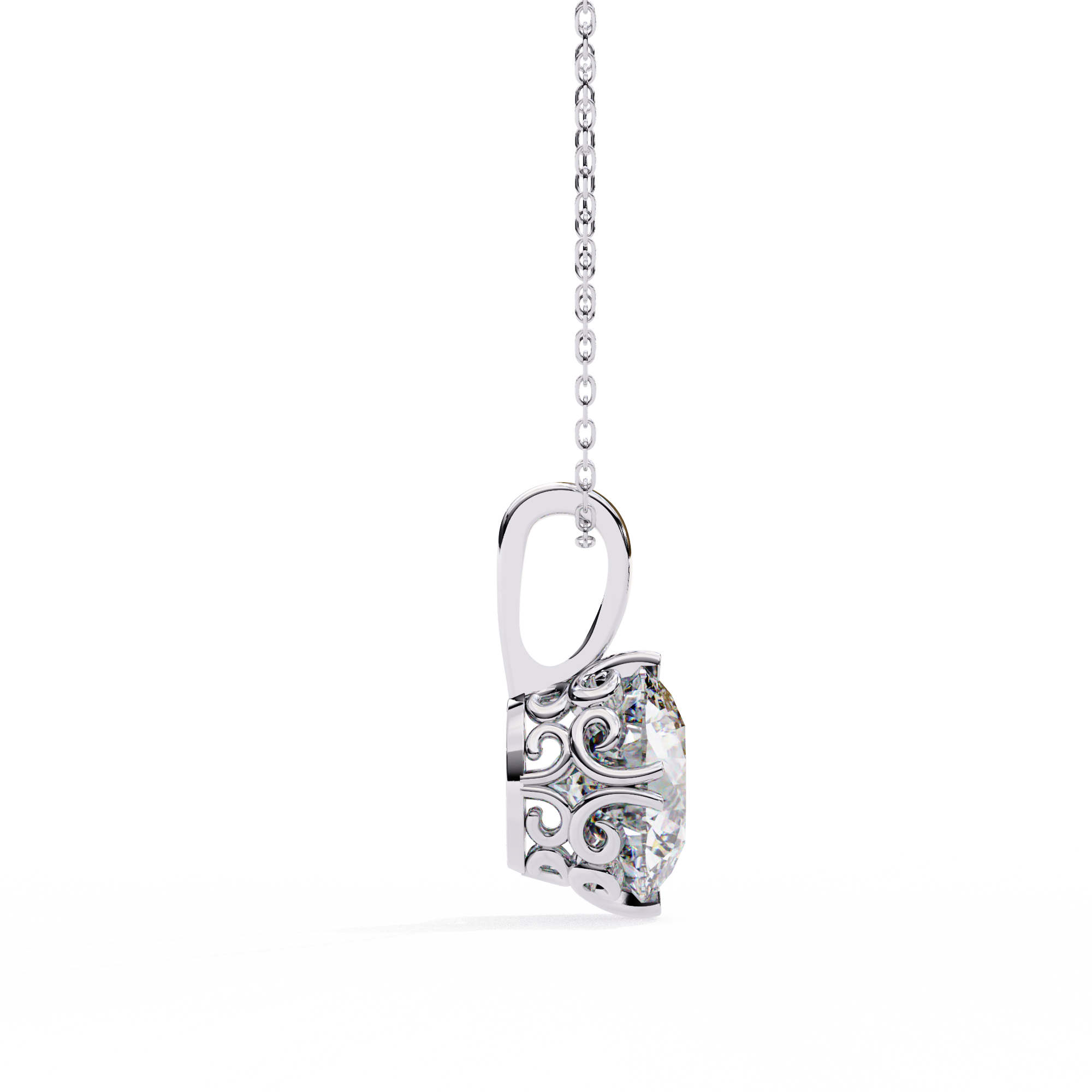 1.84 Carat Round Shape Lab-Grown Diamond Pendant Necklace – F Color VS1 Clarity