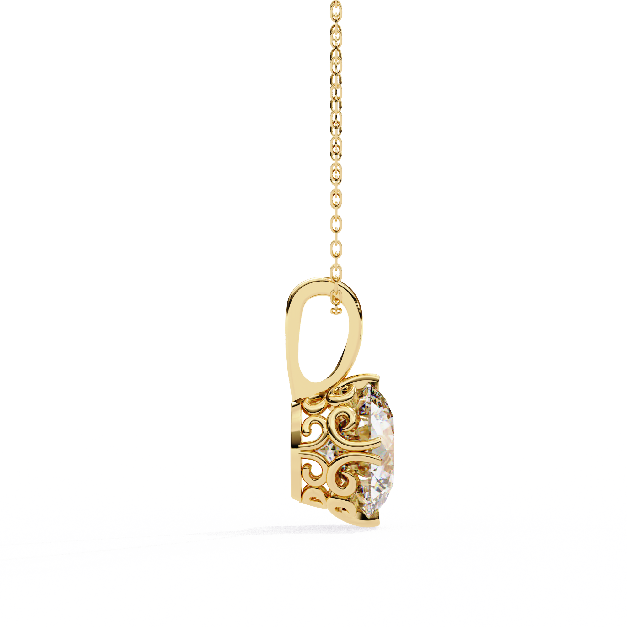1.84 Carat Round Shape Lab-Grown Diamond Pendant Necklace – F Color VS1 Clarity