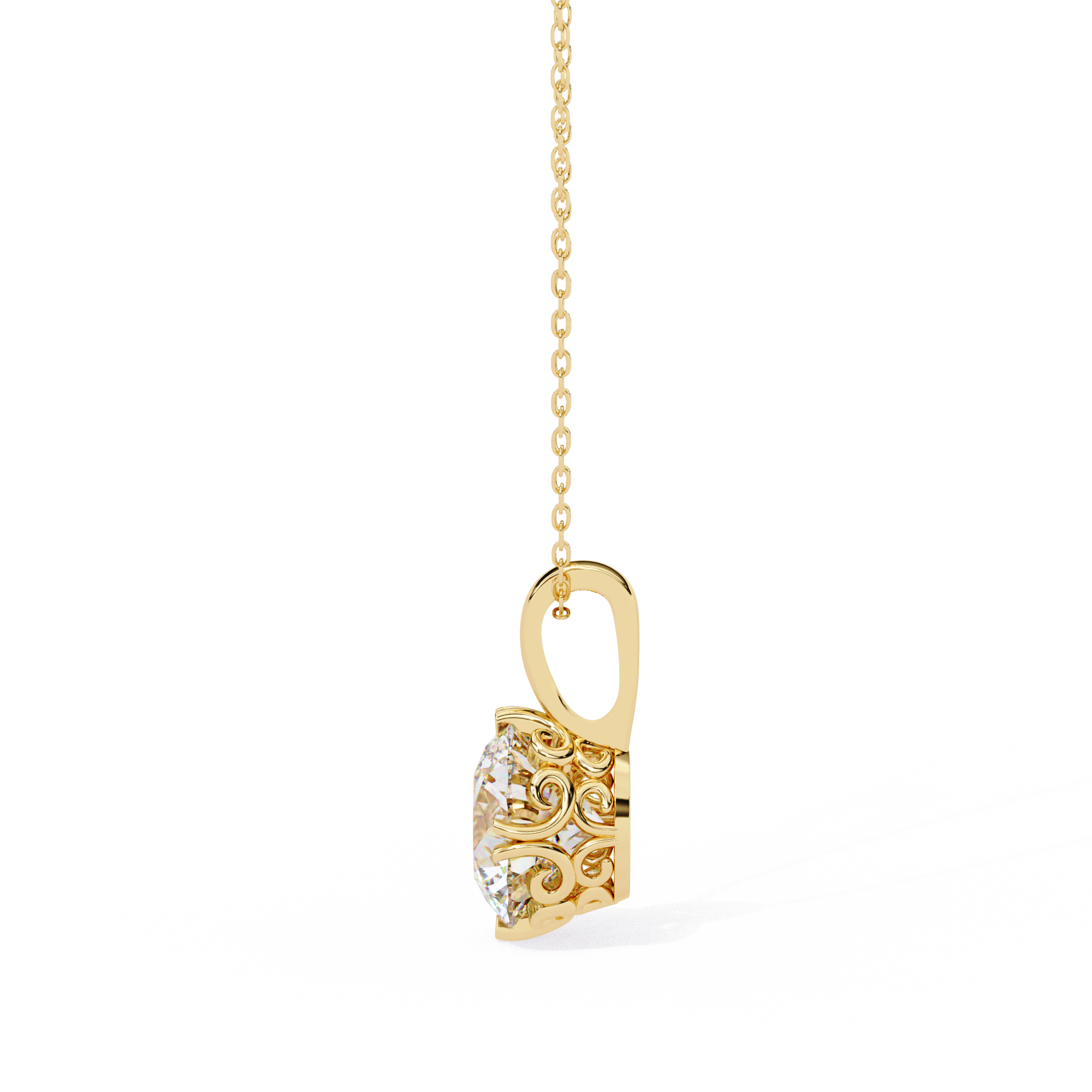 1.84 Carat Round Shape Lab-Grown Diamond Pendant Necklace – F Color VS1 Clarity