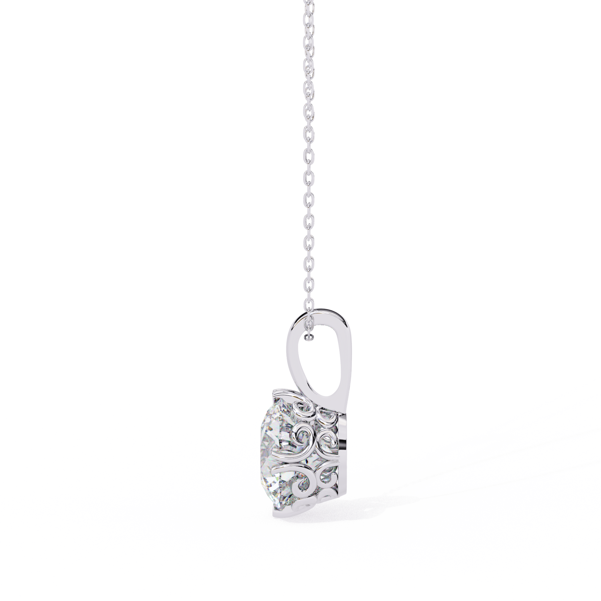 1.84 Carat Round Shape Lab-Grown Diamond Pendant Necklace – F Color VS1 Clarity