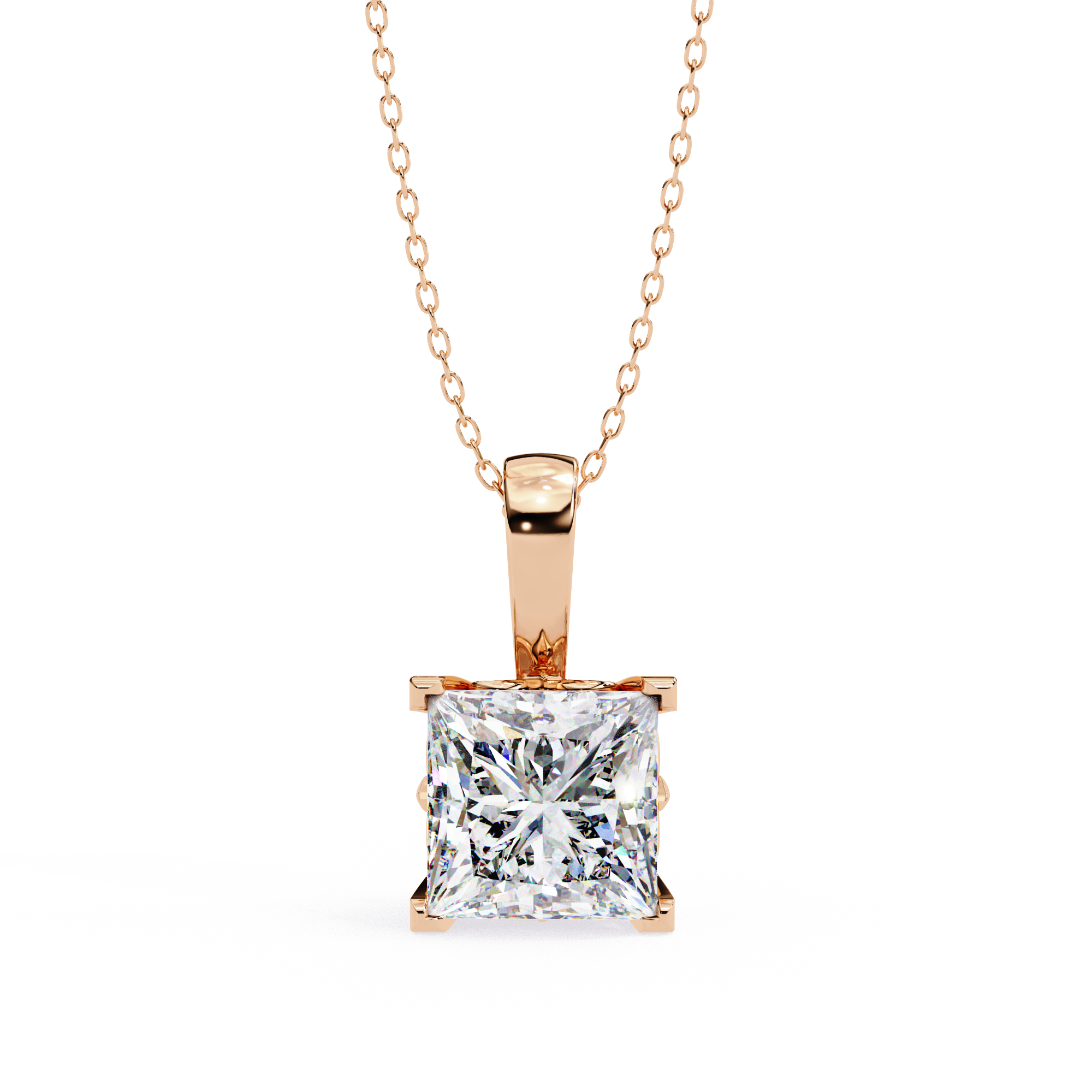 2.62 Carat Princess Shape Lab-Grown Diamond Pendant Necklace – F Color VS2 Clarity