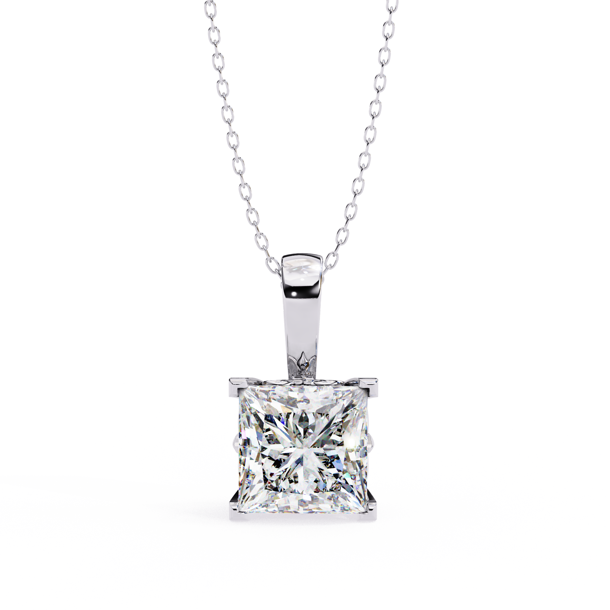 2.62 Carat Princess Shape Lab-Grown Diamond Pendant Necklace – F Color VS2 Clarity