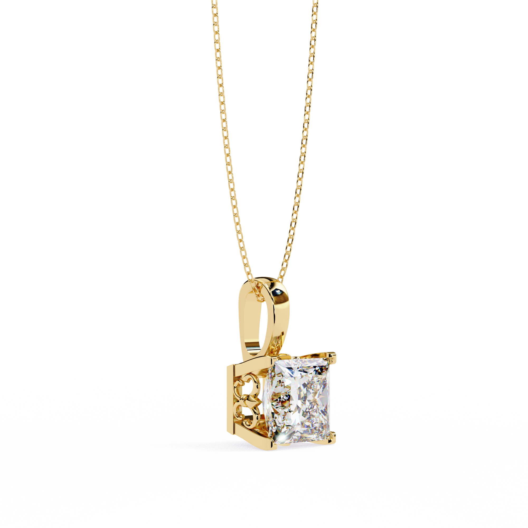 2.62 Carat Princess Shape Lab-Grown Diamond Pendant Necklace – F Color VS2 Clarity
