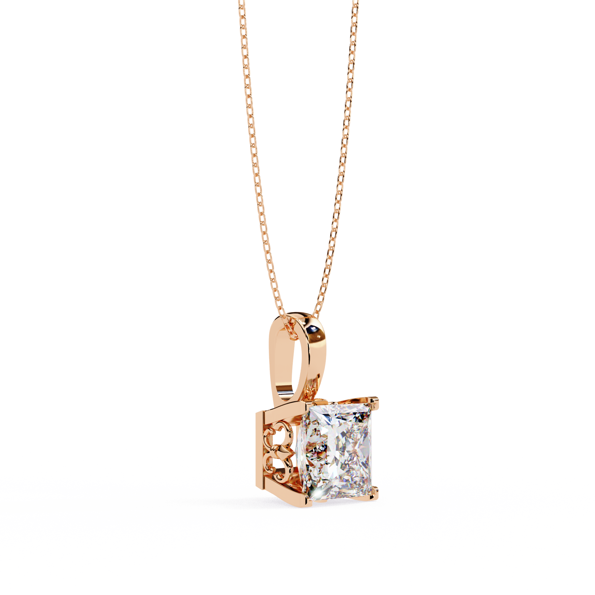 2.62 Carat Princess Shape Lab-Grown Diamond Pendant Necklace – F Color VS2 Clarity