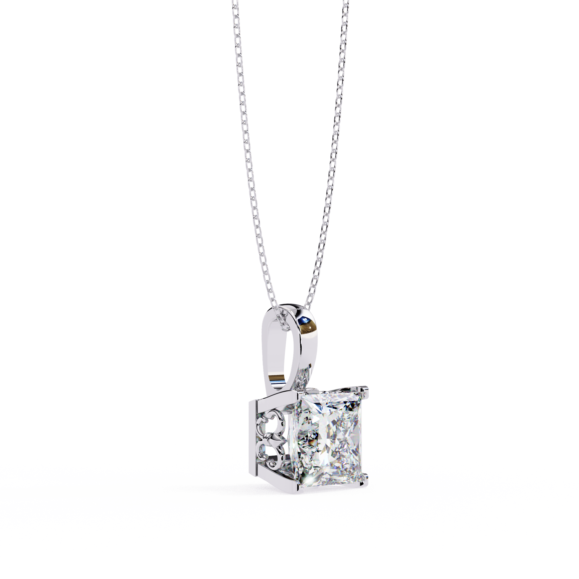 2.62 Carat Princess Shape Lab-Grown Diamond Pendant Necklace – F Color VS2 Clarity