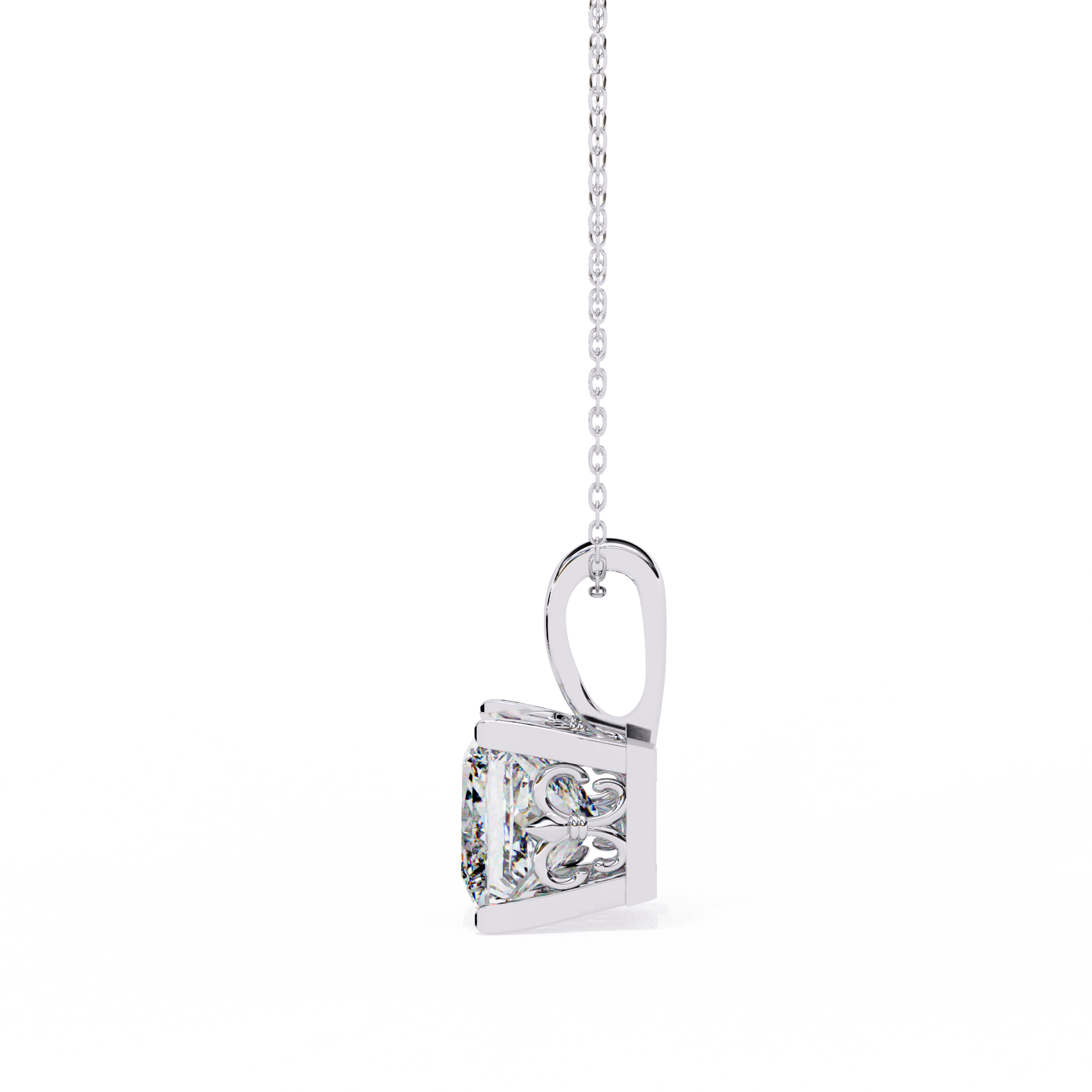 2.62 Carat Princess Shape Lab-Grown Diamond Pendant Necklace – F Color VS2 Clarity