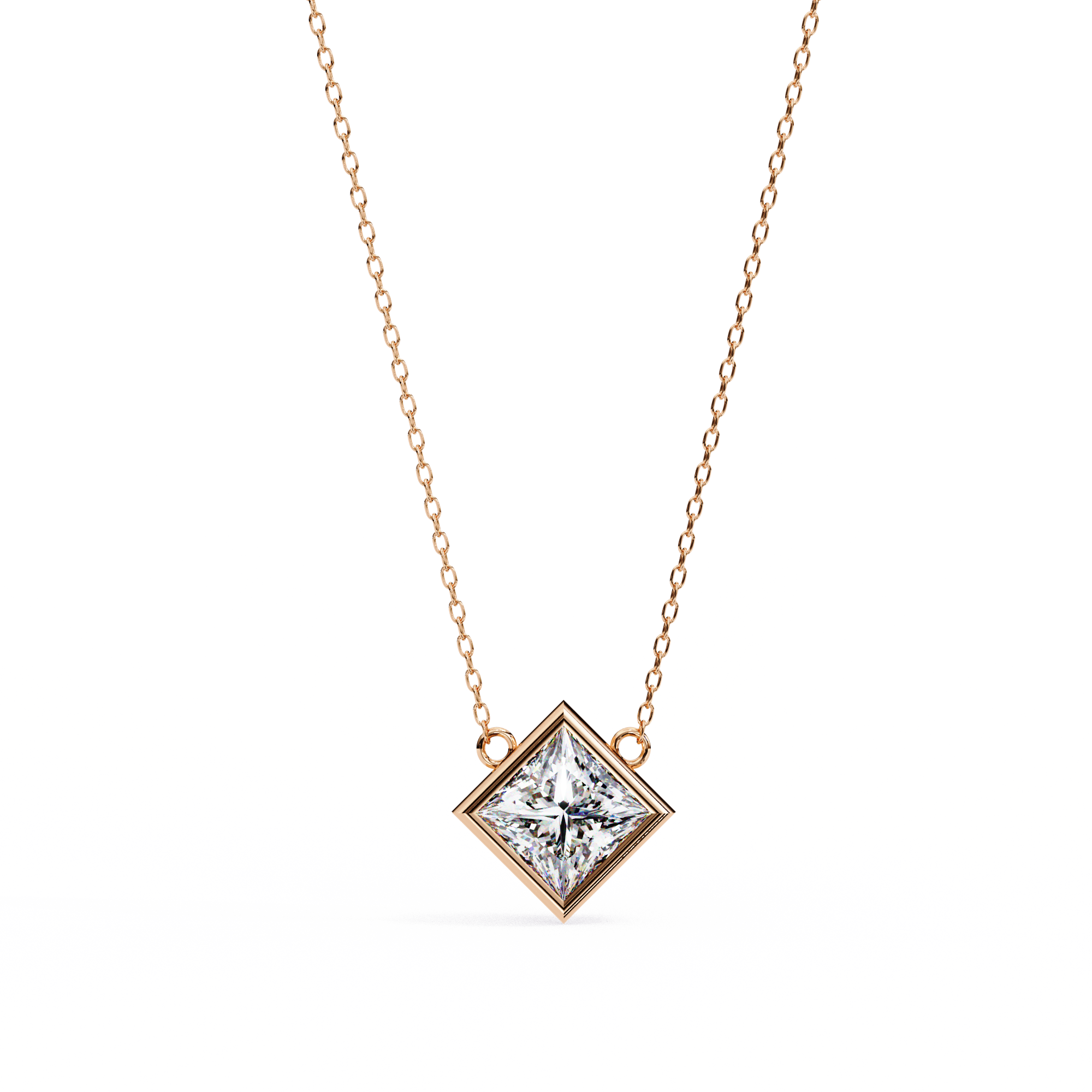 Solitairekart 2.01ct Princess-Cut Bezel Set Natural Diamond Pendant-H Color, VS1 Clarity