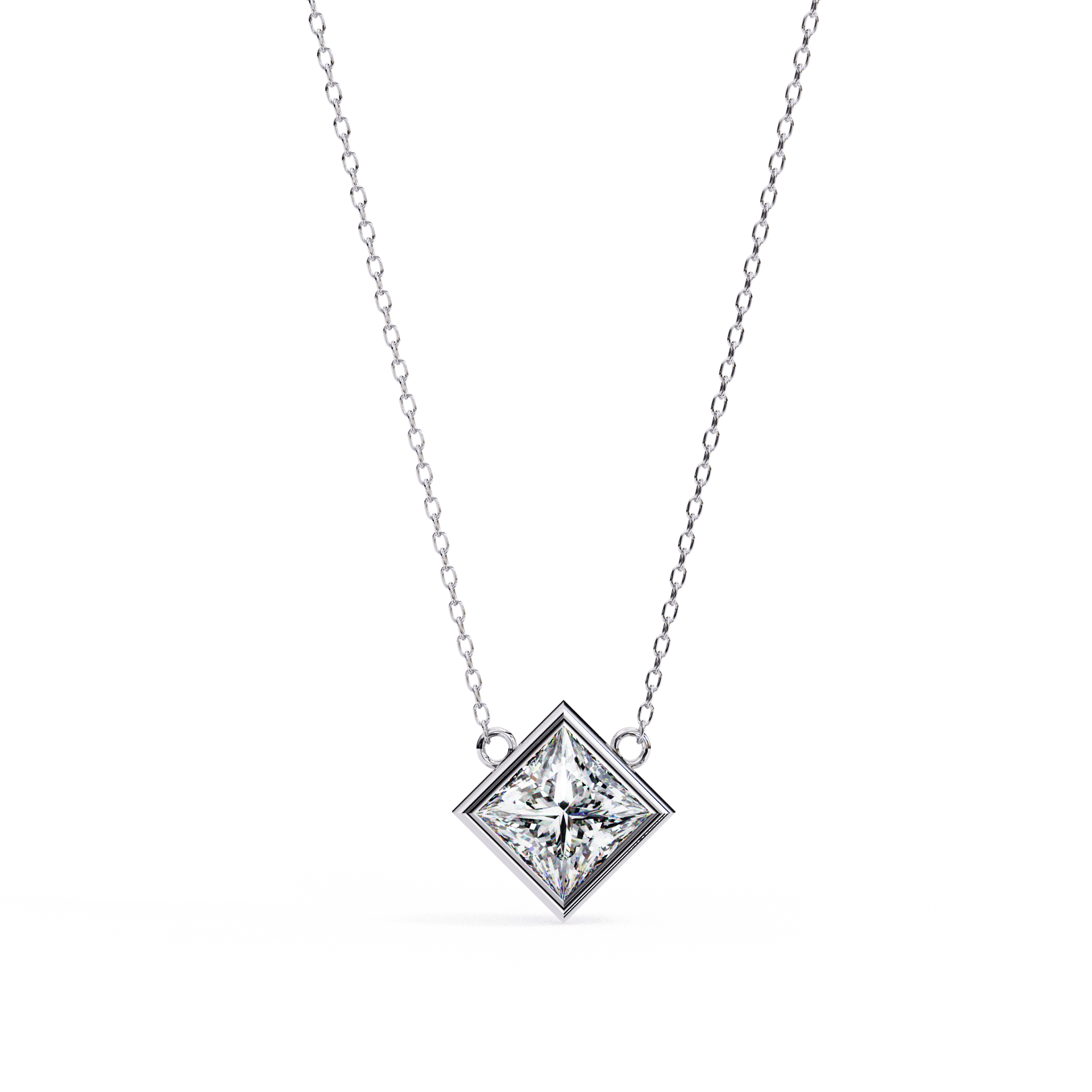 Solitairekart 2.01ct Princess-Cut Bezel Set Natural Diamond Pendant-H Color, VS1 Clarity