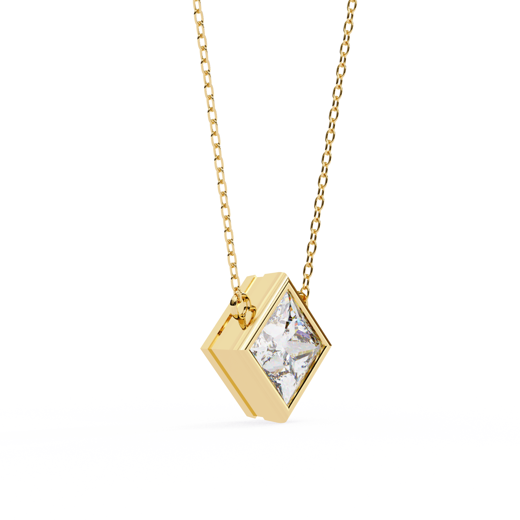 2.01 Carat Princess Shape Lab-Grown Diamond Pendant Necklace – E Color VVS1 Clarity