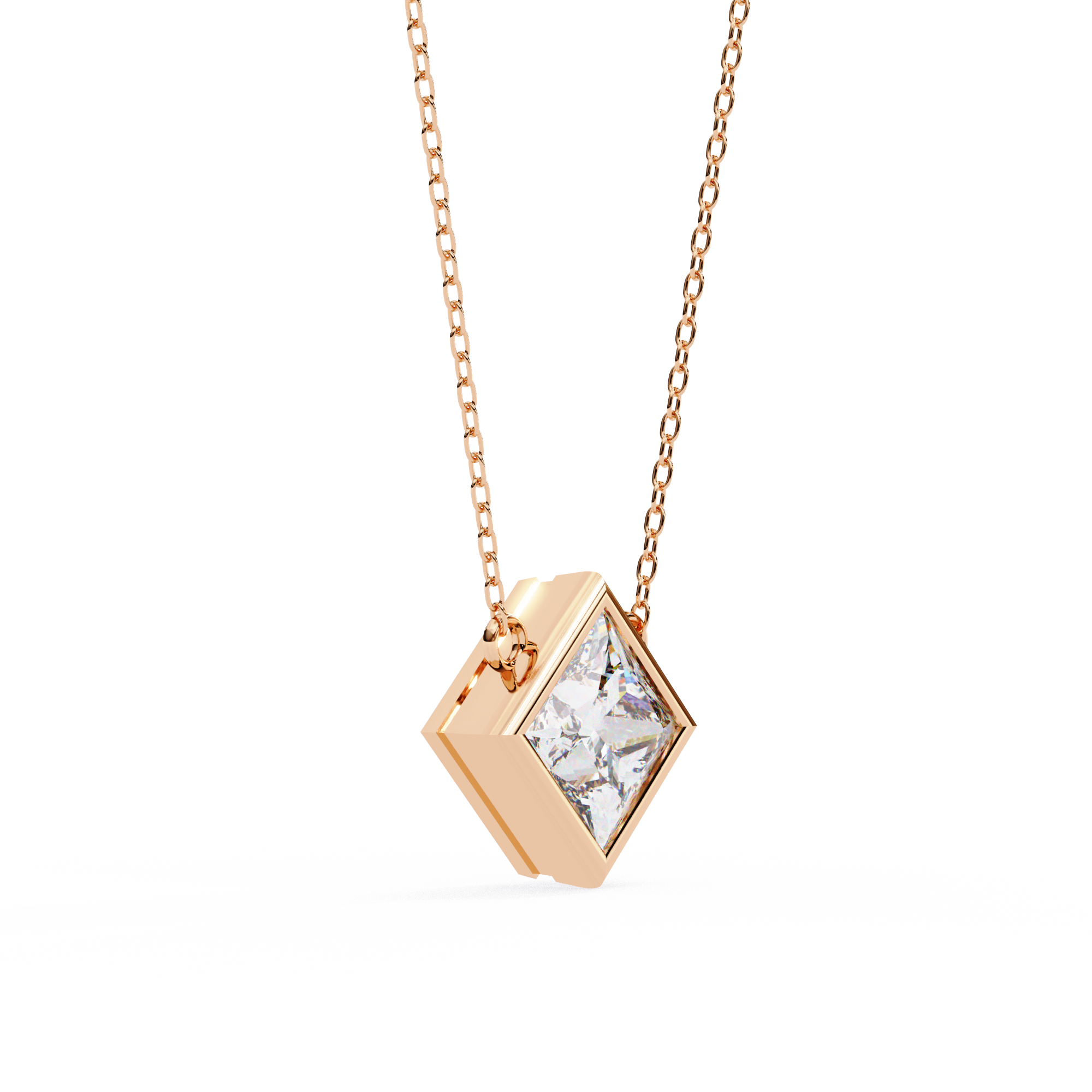 2.01 Carat Princess Shape Lab-Grown Diamond Pendant Necklace – E Color VVS1 Clarity