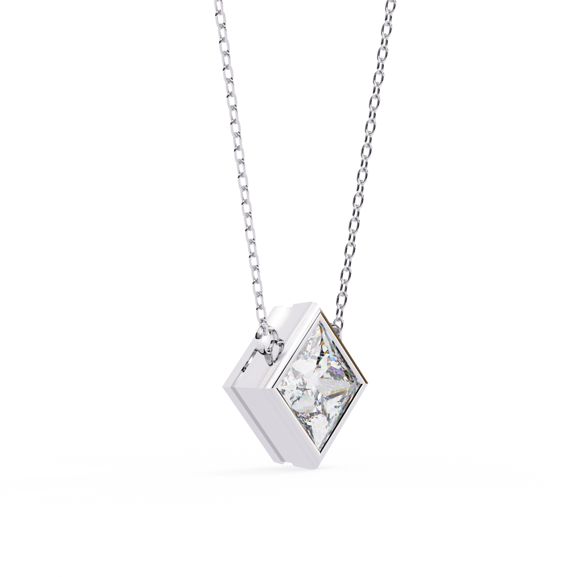 Solitairekart 2.01ct Princess-Cut Bezel Set Natural Diamond Pendant-H Color, VS1 Clarity