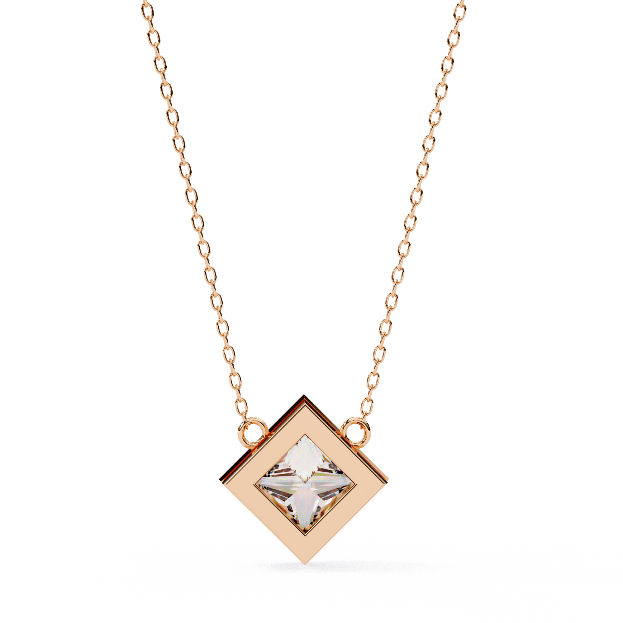 Solitairekart 2.01ct Princess-Cut Bezel Set Natural Diamond Pendant-H Color, VS1 Clarity
