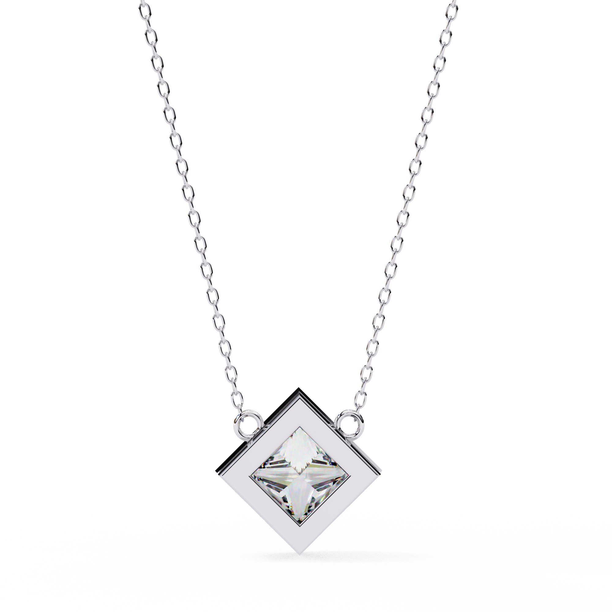 2.01 Carat Princess Shape Lab-Grown Diamond Pendant Necklace – E Color VVS1 Clarity