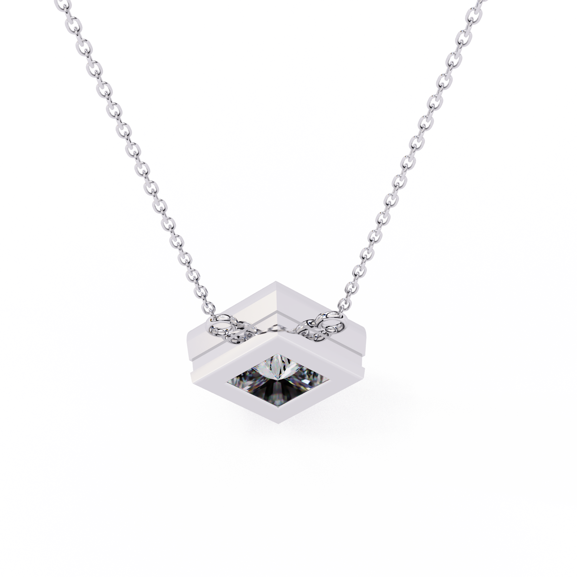 2.01 Carat Princess Shape Lab-Grown Diamond Pendant Necklace – E Color VVS1 Clarity