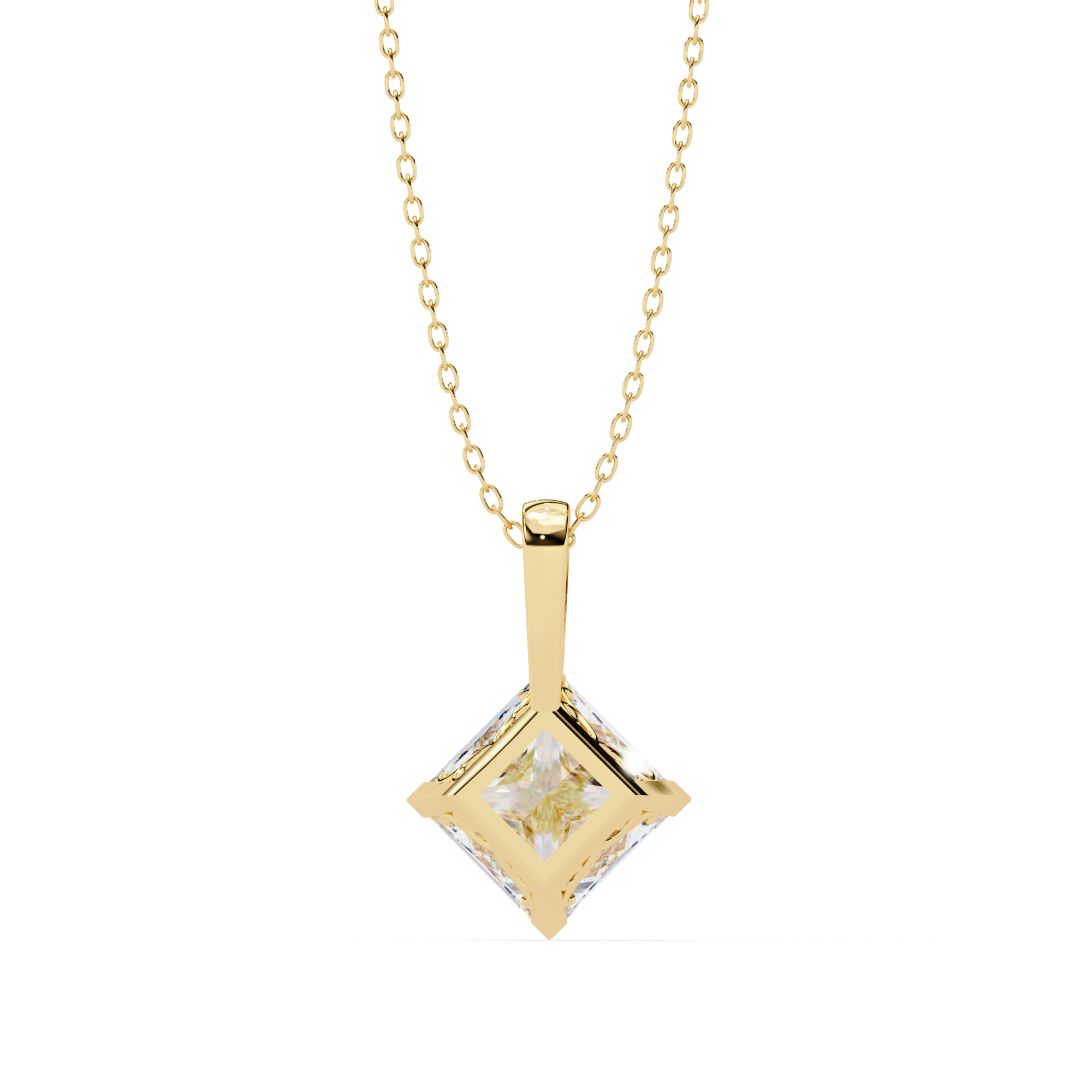2.87 Carat Princess Cut Lab-Grown Diamond Pendant Necklace – E Color VVS2 Clarity