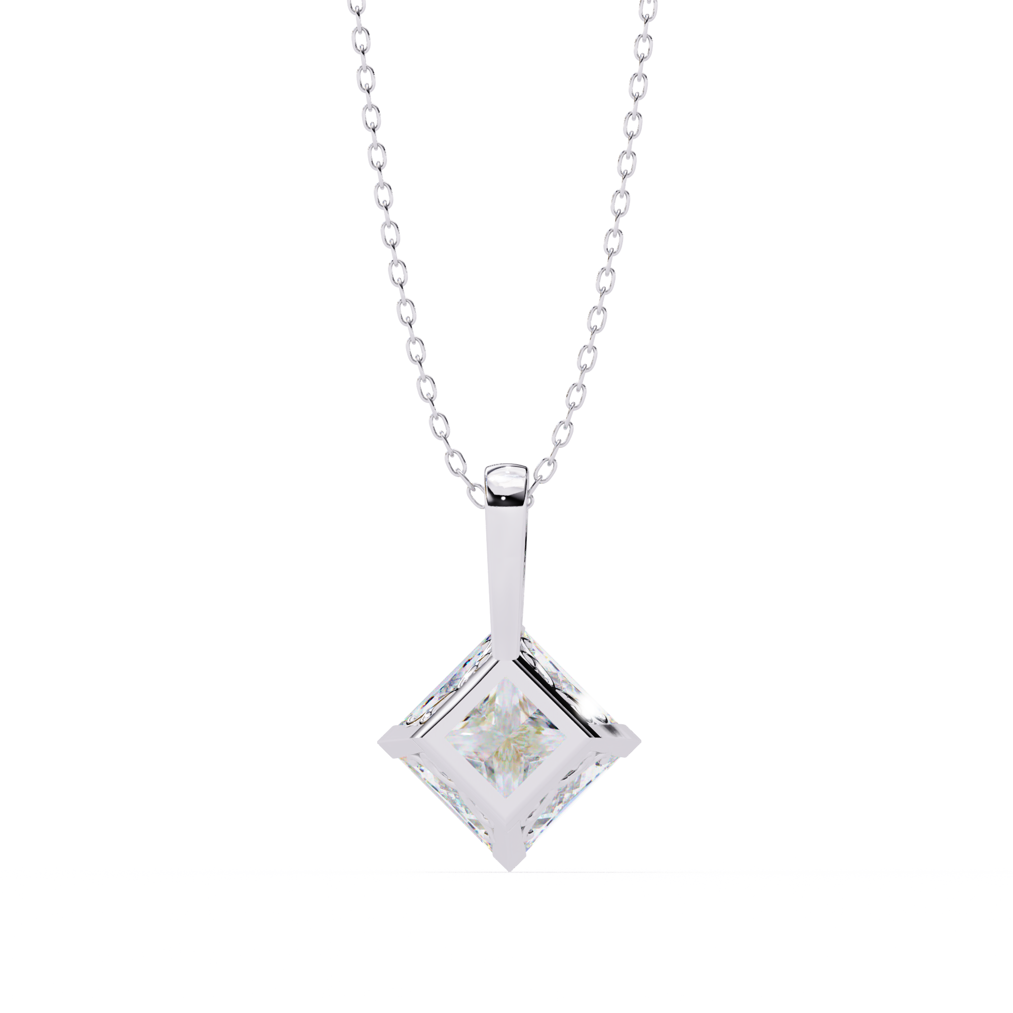 2.87 Carat Princess Cut Lab-Grown Diamond Pendant Necklace – E Color VVS2 Clarity