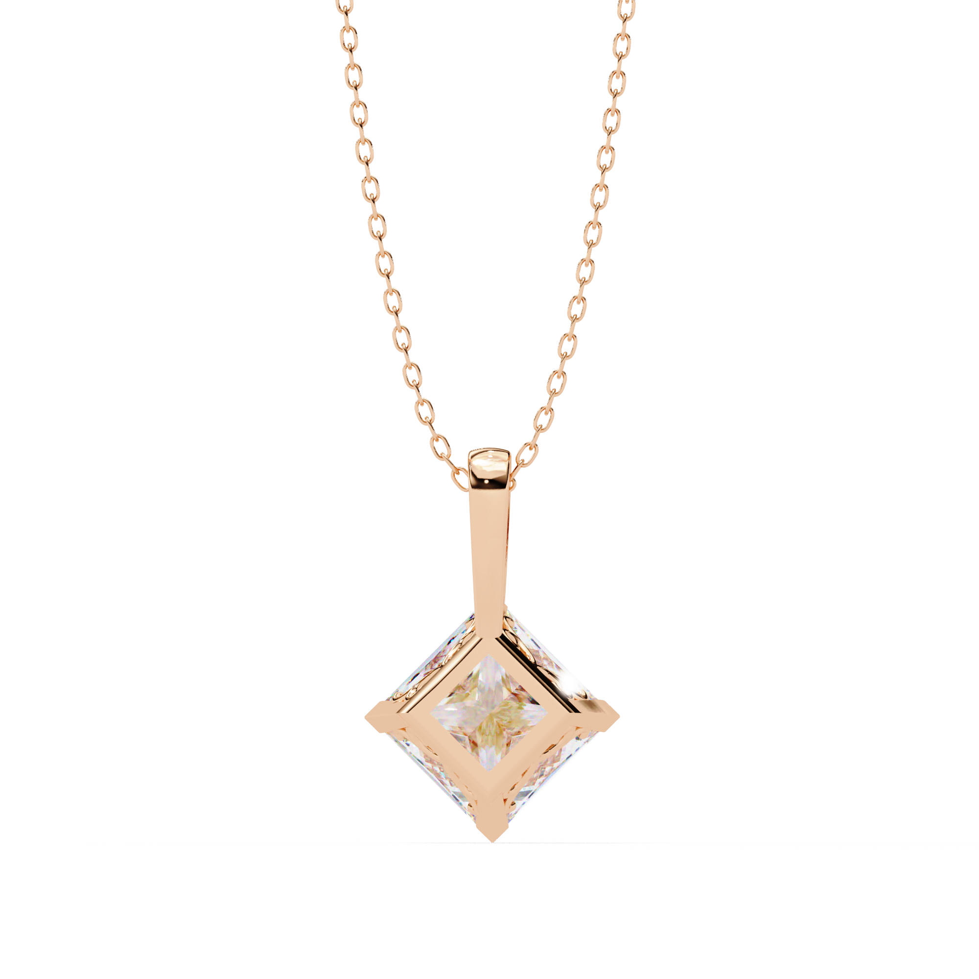 2.87 Carat Princess Cut Lab-Grown Diamond Pendant Necklace – E Color VVS2 Clarity