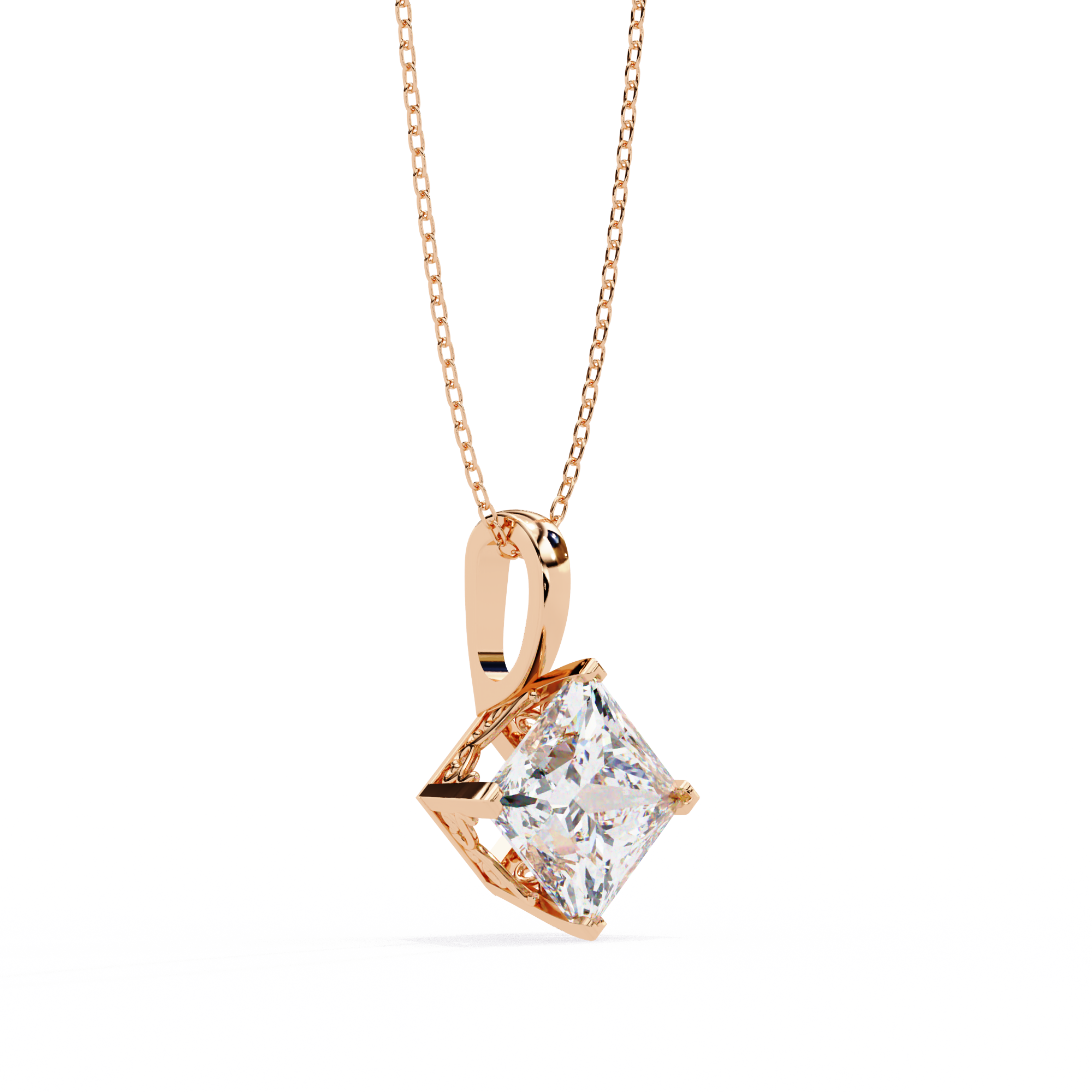 Solitairekart 2.87ct Tilted Princess-Cut Natural Diamond Solitaire Pendant-H Color, VS1 Clarity
