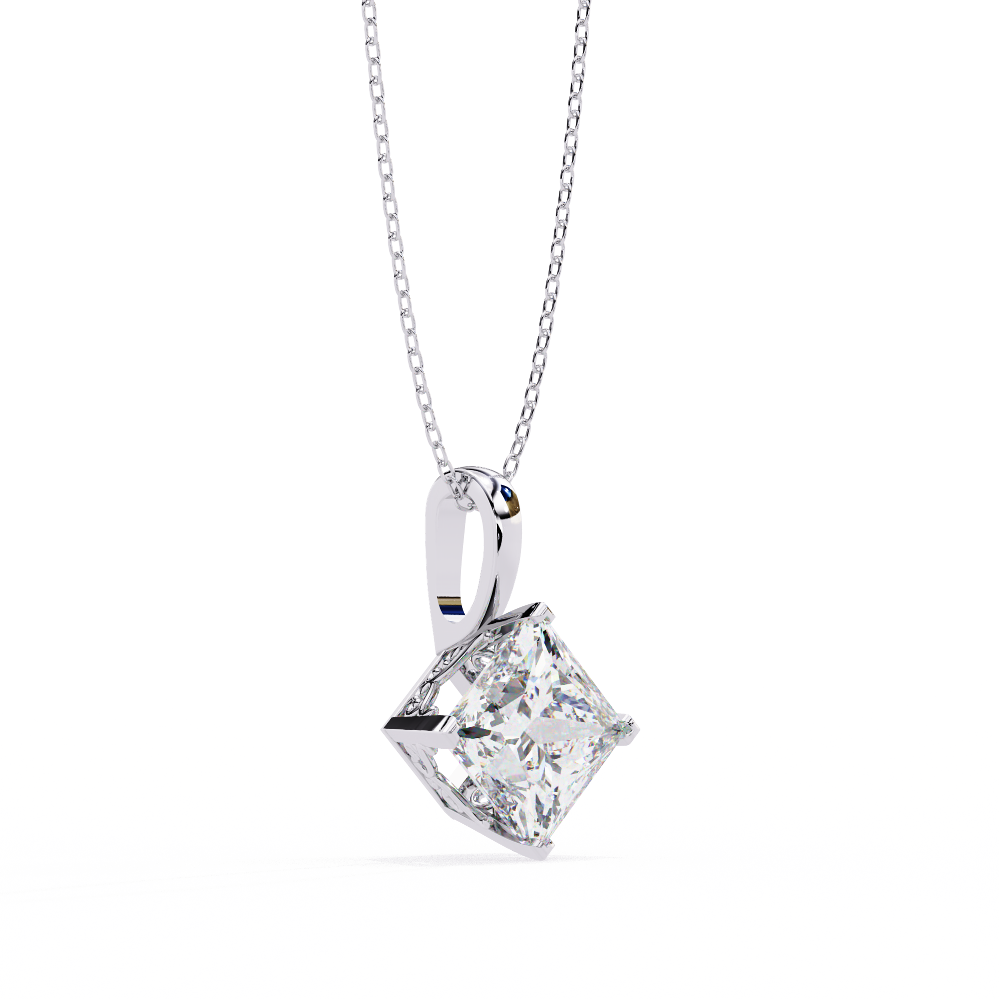 2.87 Carat Princess Cut Lab-Grown Diamond Pendant Necklace – E Color VVS2 Clarity