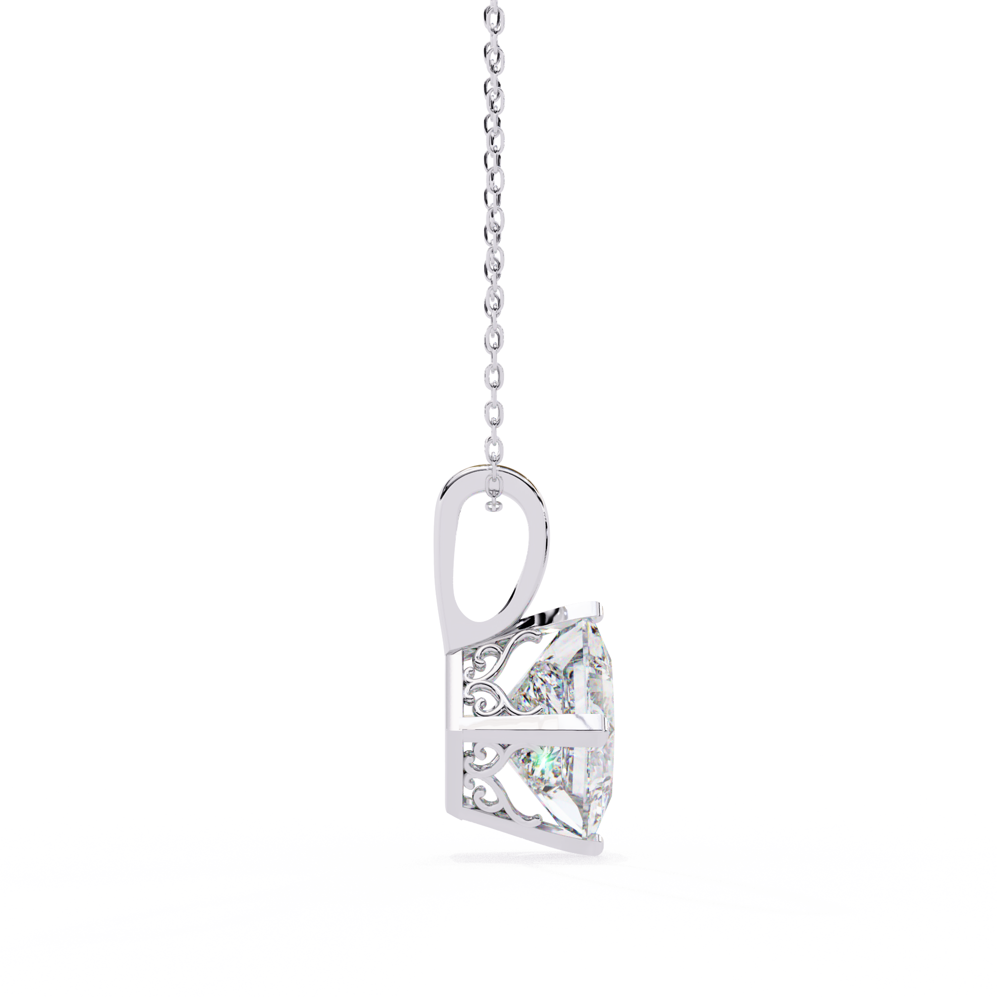 2.87 Carat Princess Cut Lab-Grown Diamond Pendant Necklace – E Color VVS2 Clarity
