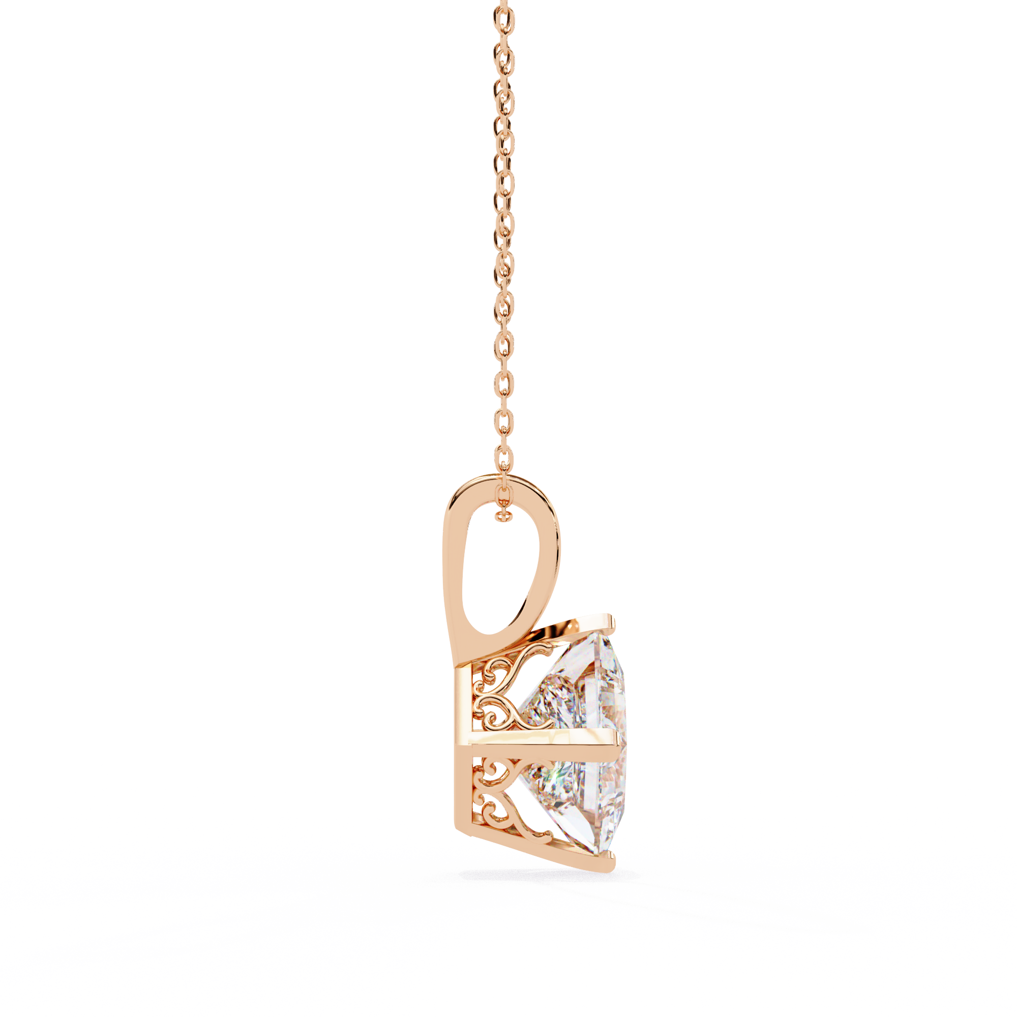 2.87 Carat Princess Cut Lab-Grown Diamond Pendant Necklace – E Color VVS2 Clarity